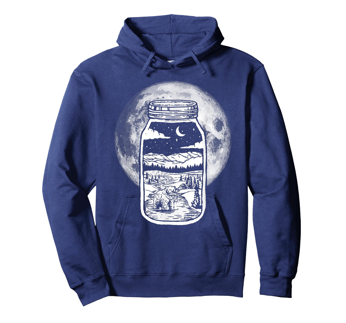 Moonshine Lover Jar Design - Bear, Moon & Mountains T-Shirt