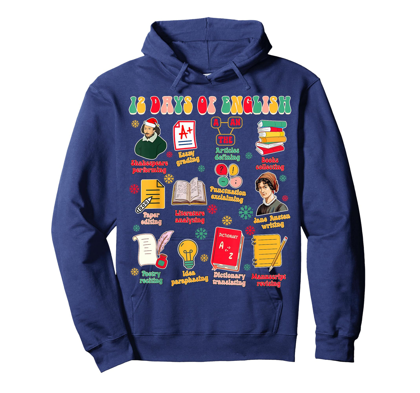 Christmas Xmas English Teacher Teaching 12 Days Of English T-Shirt