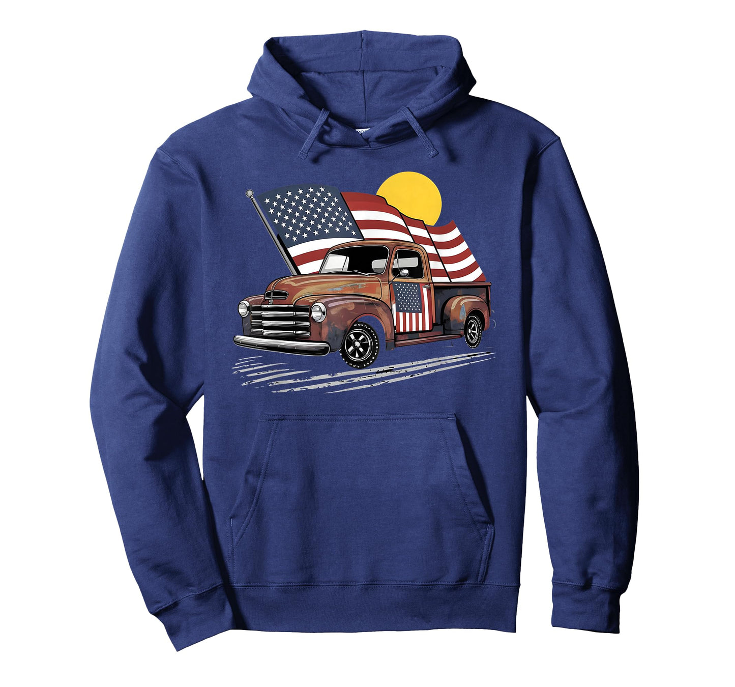 Classic Old Pickup Truck American Flag 4th of July Patriotic T-Shirt