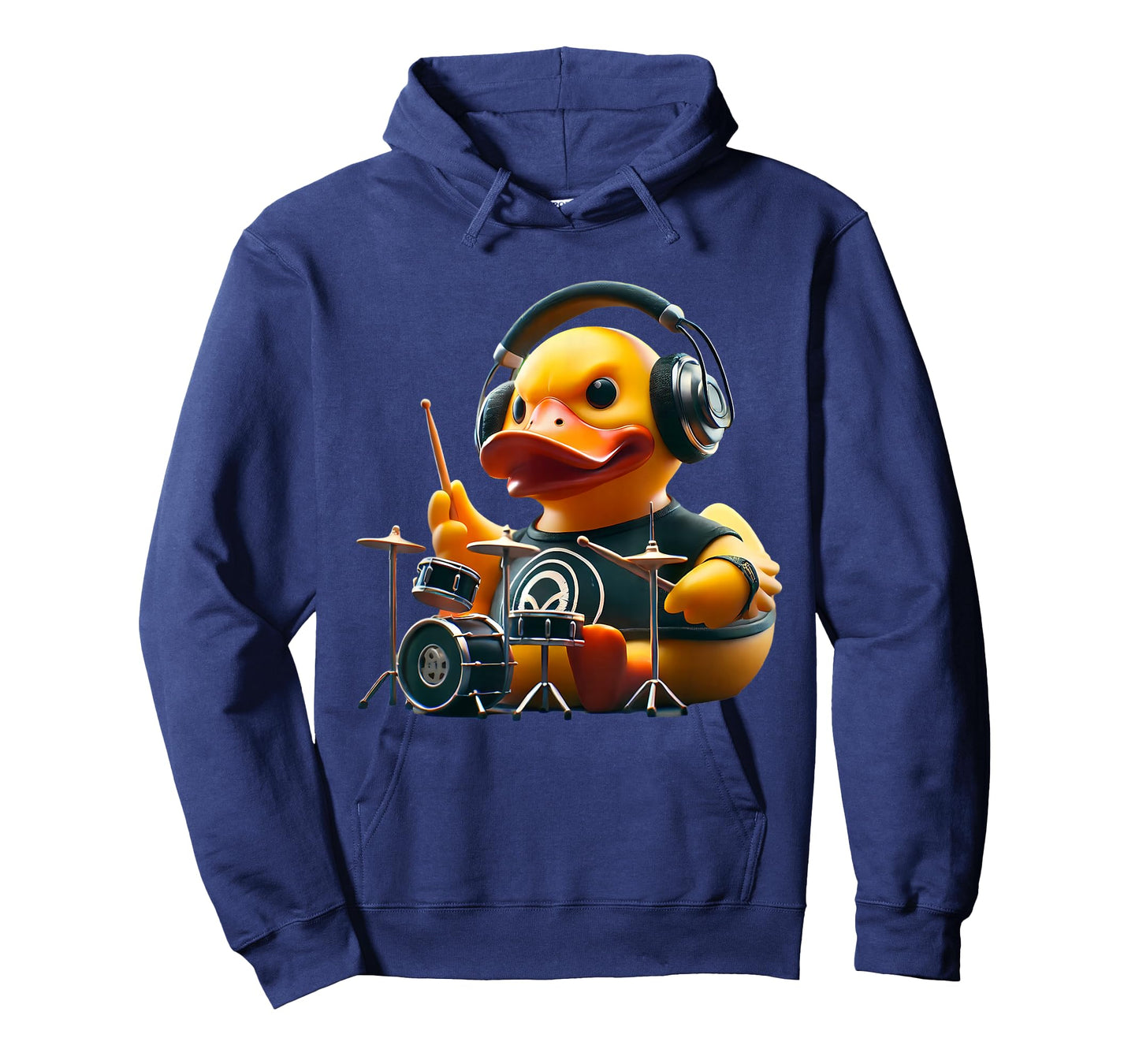 Cute Drummer Rubber Duck Designs Unisex-Adults, Kids Blue Short Sleeve T-Shirt Small