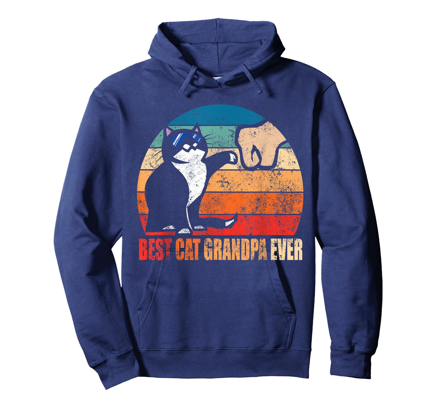 Retro Best Cat Grandpa Ever Funny Fist Bump Granddad Gift T-Shirt
