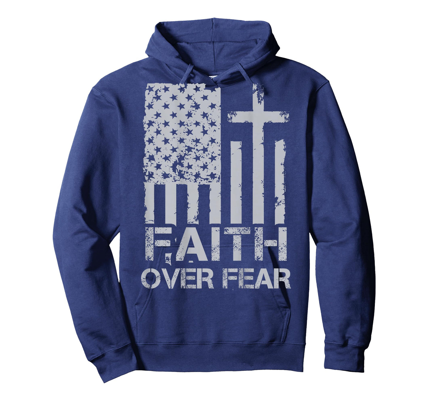 Men Christian Faith Over Fear US Flag 4th of July (on Back) T-Shirt