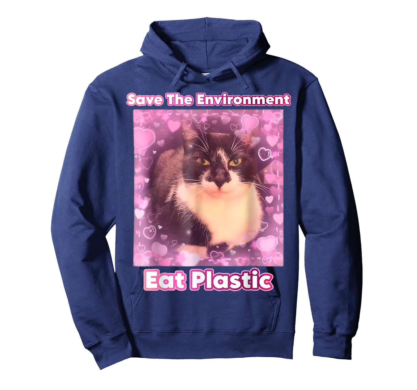 Save The Environment Eat Plastic Cat Meme Funny Memes Gen Z T-Shirt