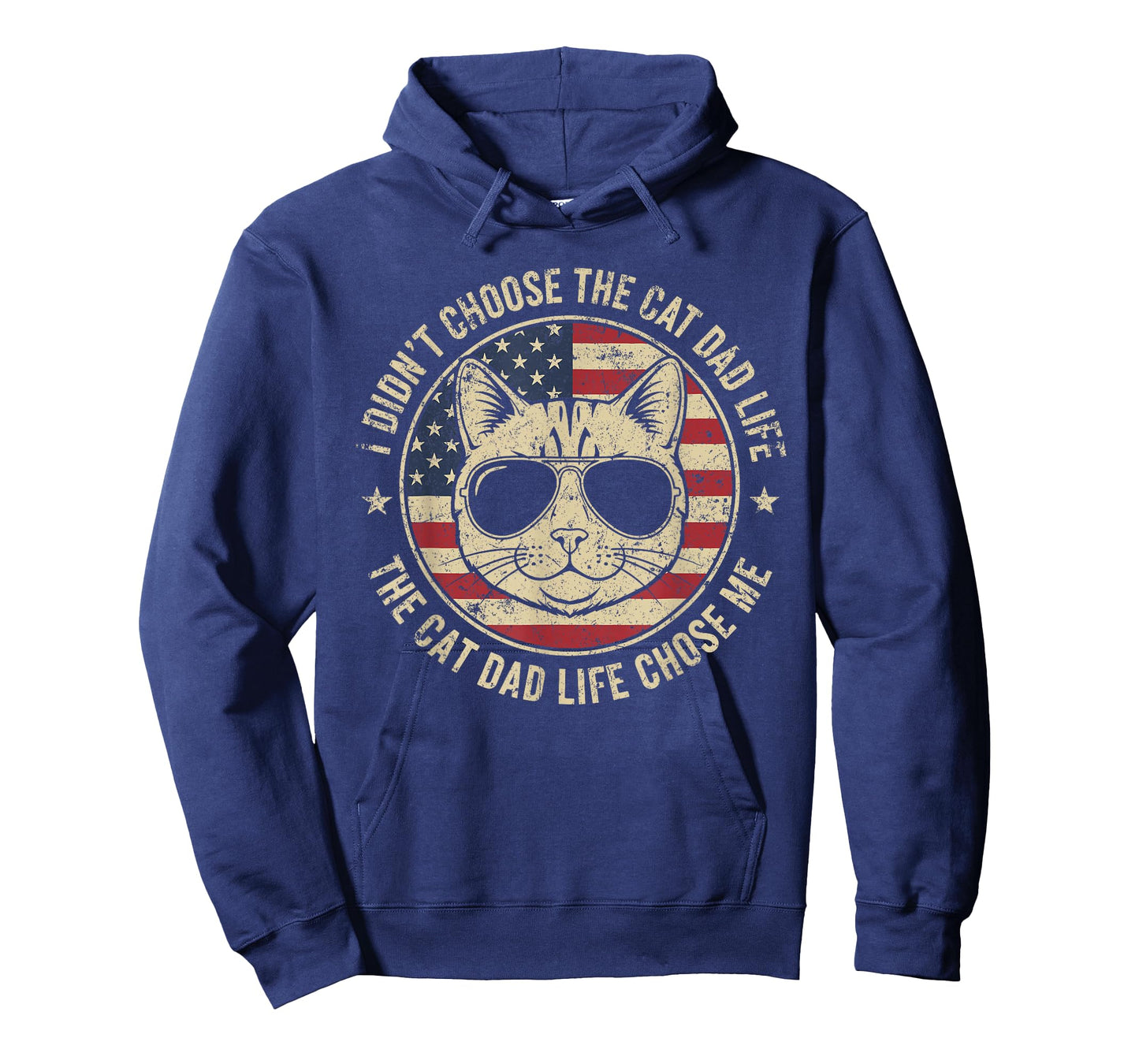 I Didn't Choose The Cat Dad Life US Flag | Best Cat Dad Ever T-Shirt