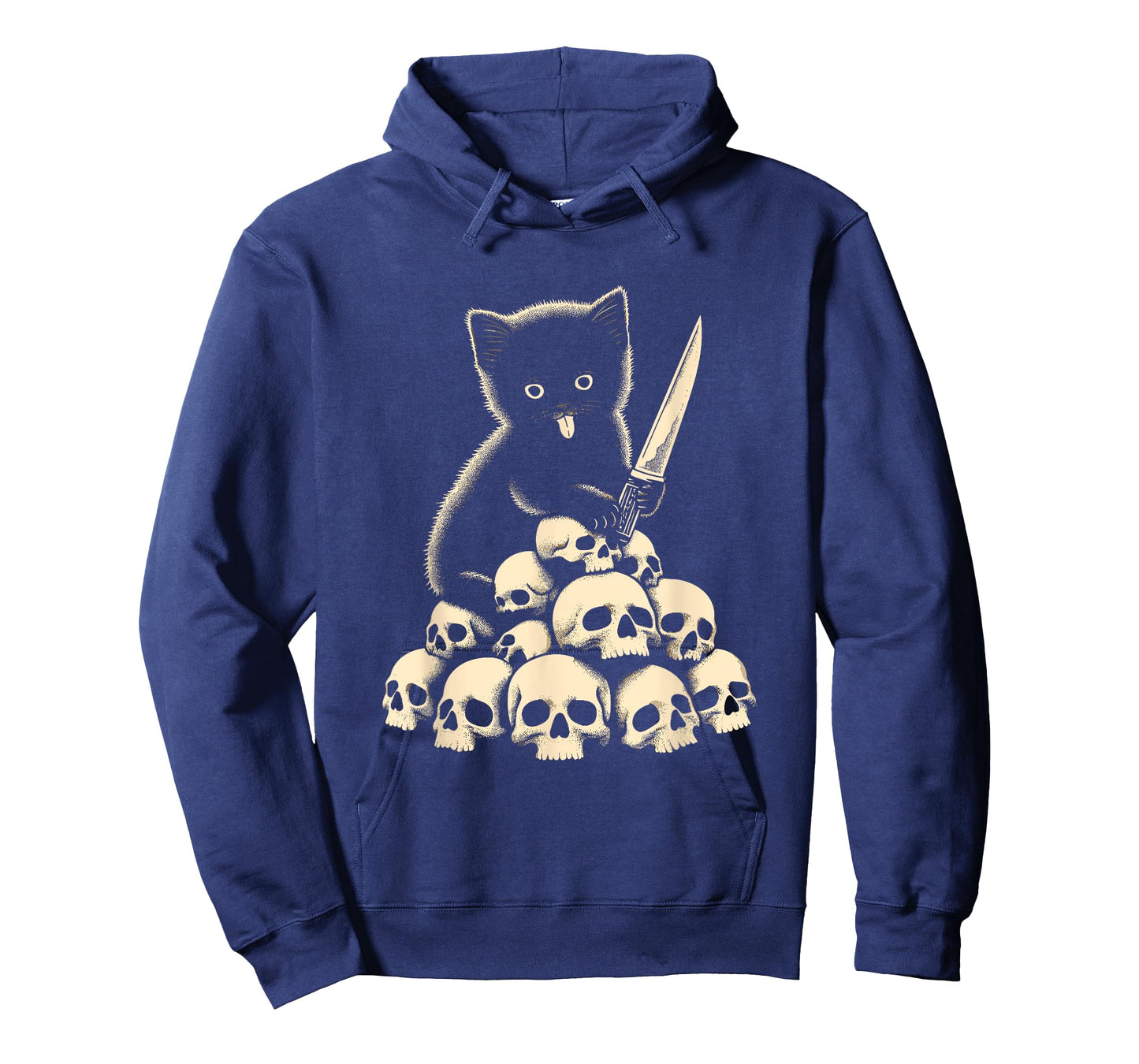 Cute Cat With Knife And Skulls - Spooky Halloween Costume T-Shirt for Men Women