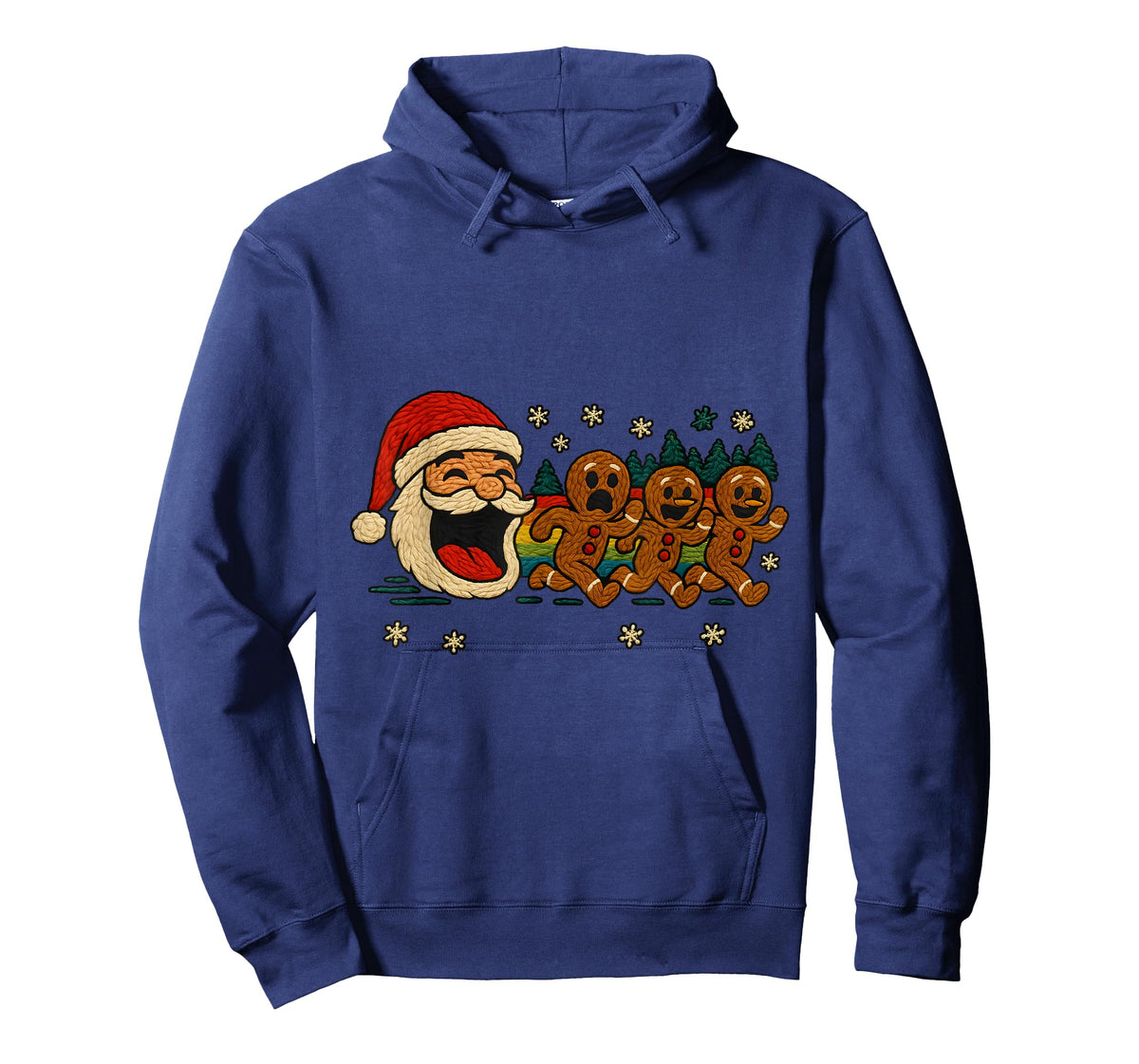 Ugly Knit Santa Chasing Gingerbread Funny Holiday T-Shirt