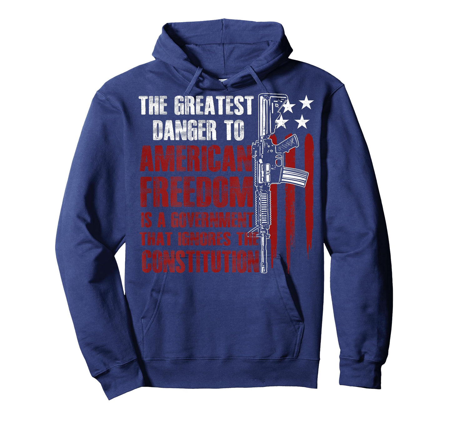 Gun USA Flag American Freedom Funny Government (on Back) T-Shirt