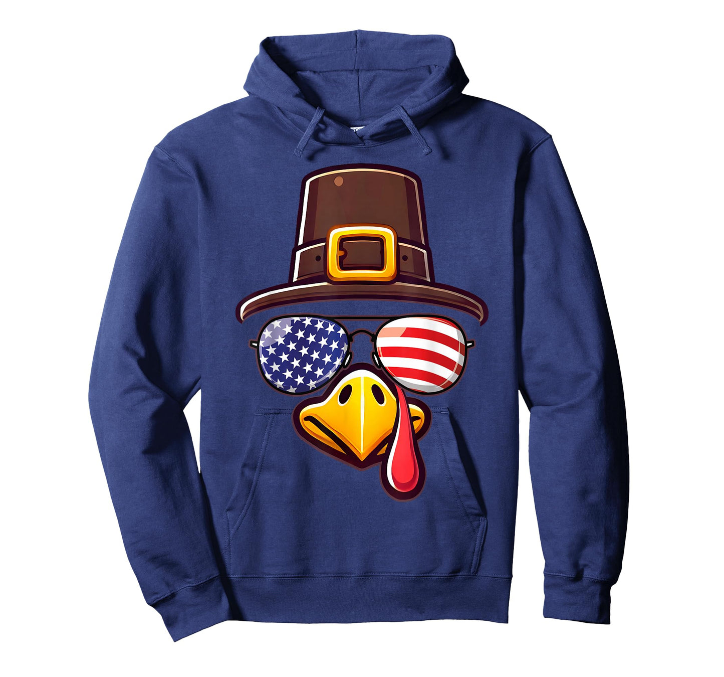 Turkey Face Pilgrim Patriotic Sunglasses Thanksgiving T-Shirt