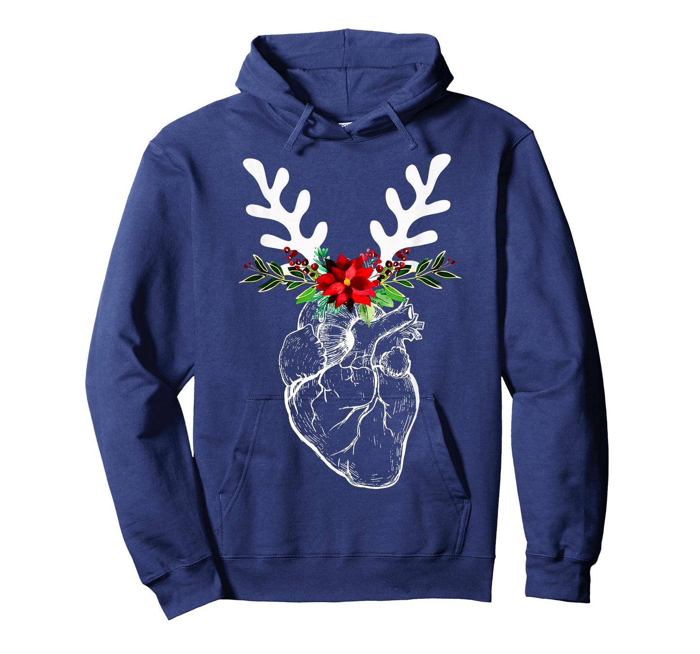 Anatomy Heart Floral Reindeer Christmas Cardiac Nurse T-Shirt