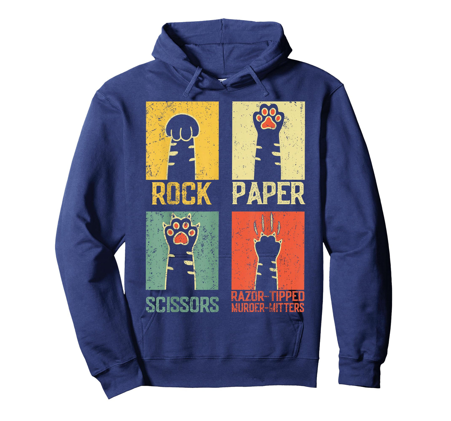 Retro Rock Paper Scissors Hand Game Cute Paw Humor Cat Meme T-Shirt