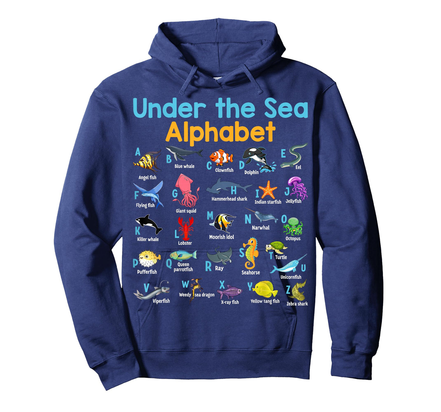 ABC Animals Under Water A-Z Types of Sea Animals Alphabet T-Shirt