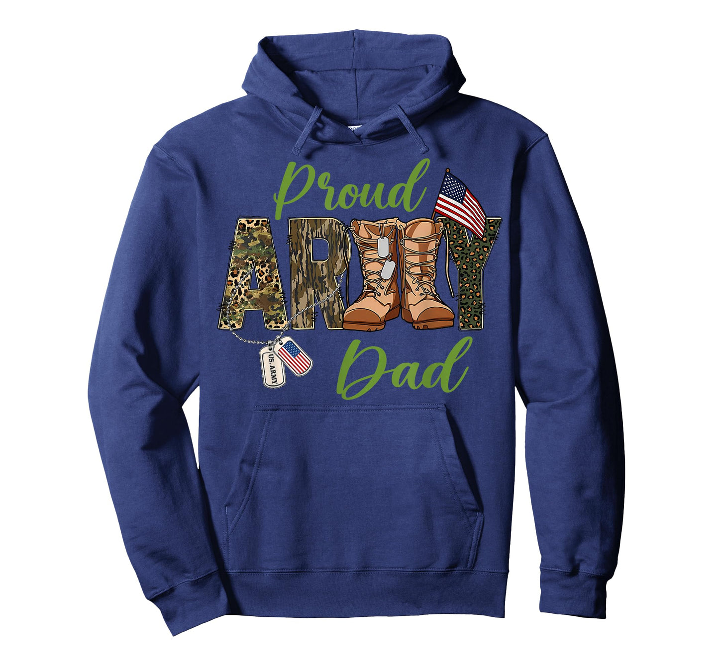 Proud Army Dad US Flag Camo Dog Tags Military Father T-Shirt
