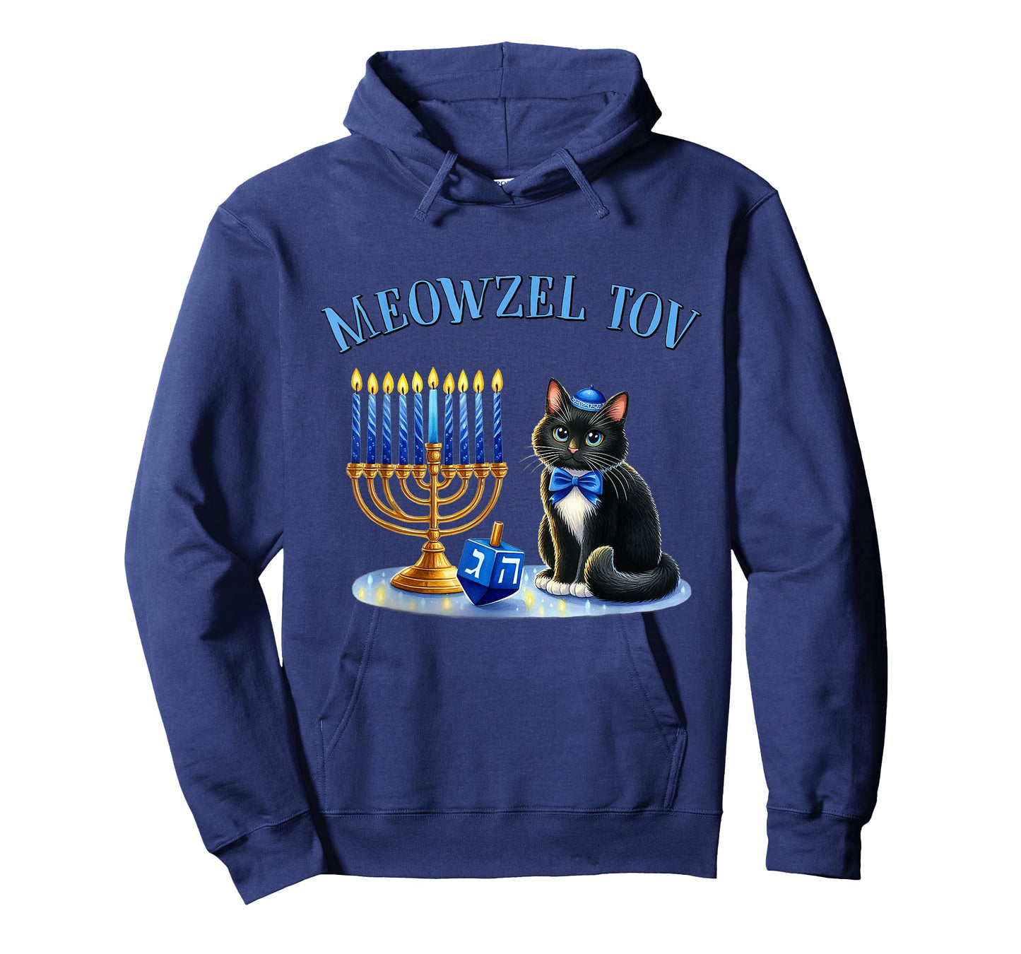 Funny Happy Hanukkah Hanukkat Meowzel Tov Jewish Cat Menorah T-Shirt