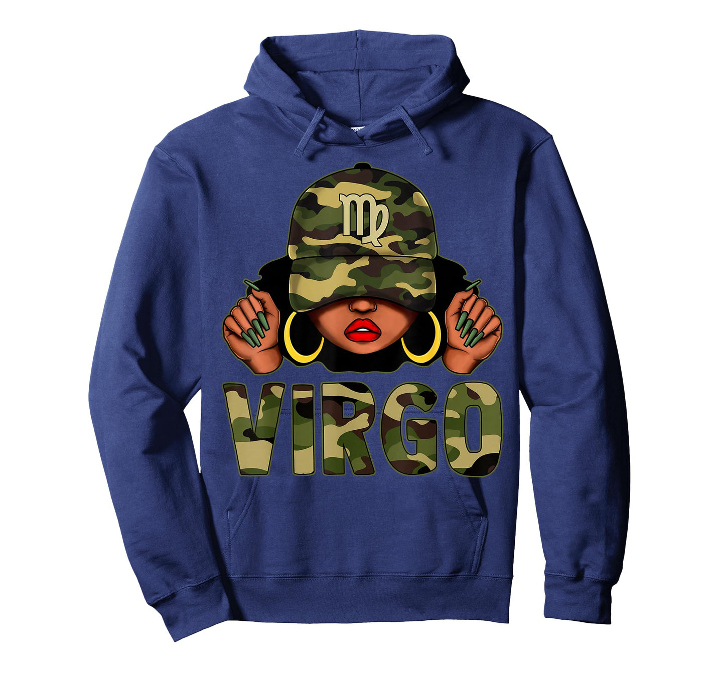 Virgo Queen Black Woman With Cap Camo Afro Girl Zodiac T-Shirt