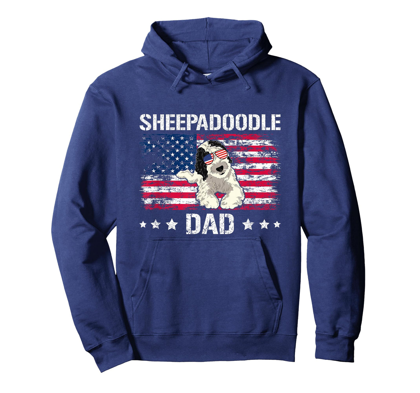 American Flag Doodle Dog Sheepadoodle Dad T-Shirt