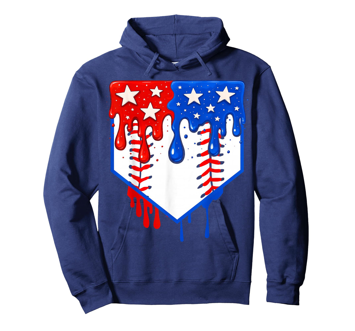 Baseball Drip American Flag Home Plate 4th Of July Patriotic T-Shirt