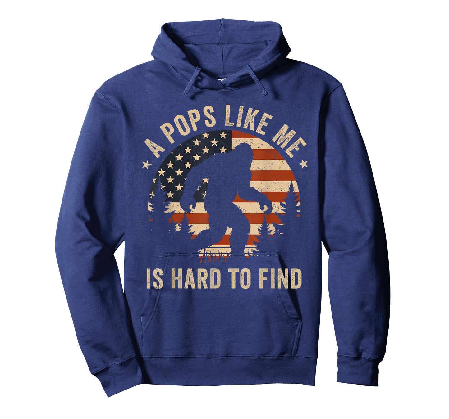 Pops Like Me is Hard to Find Bigfoot USA Flag Funny Grandpa T-Shirt
