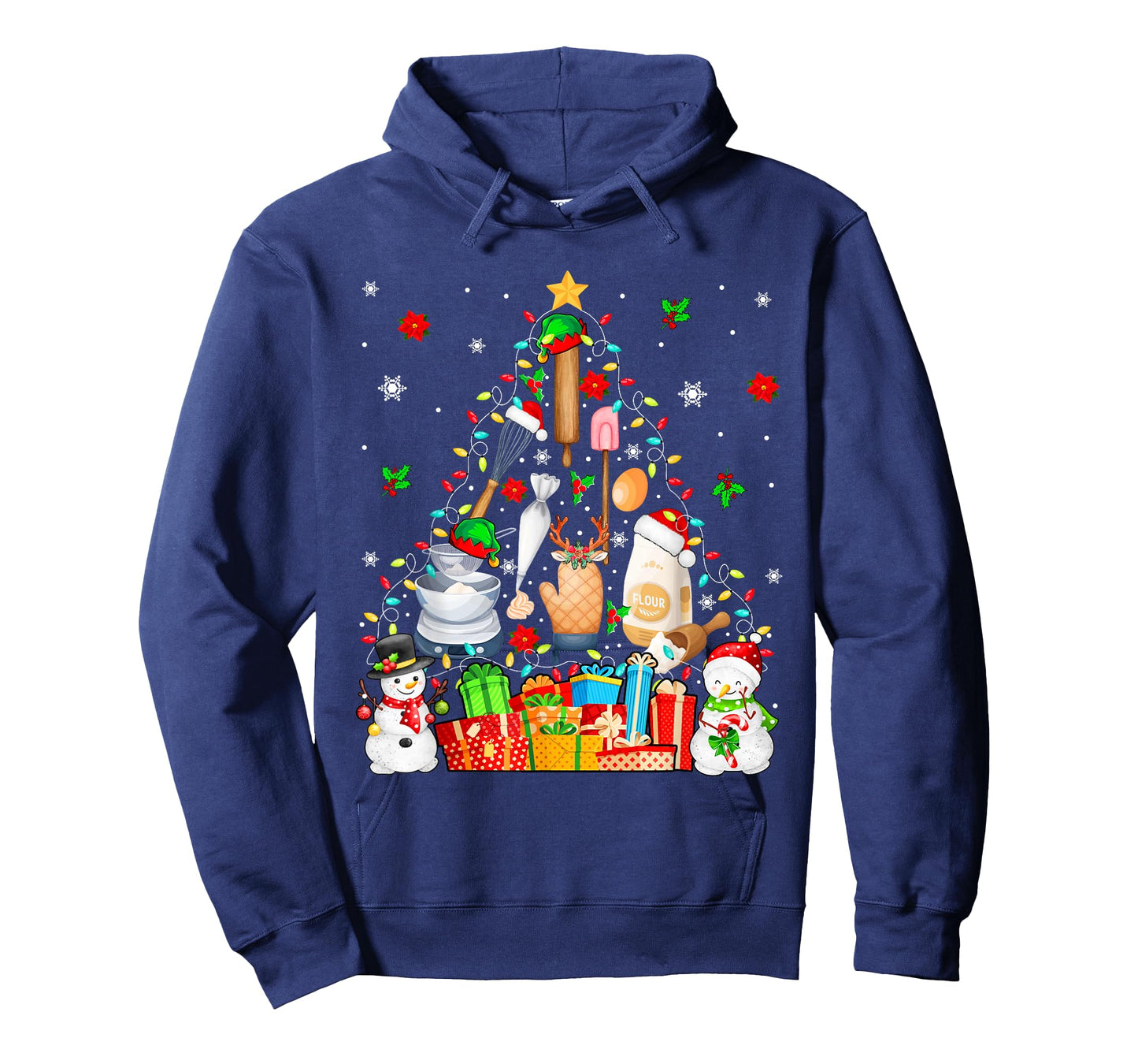 Baking Tools As Christmas Tree Xmas Lights Snowmen Baker T-Shirt