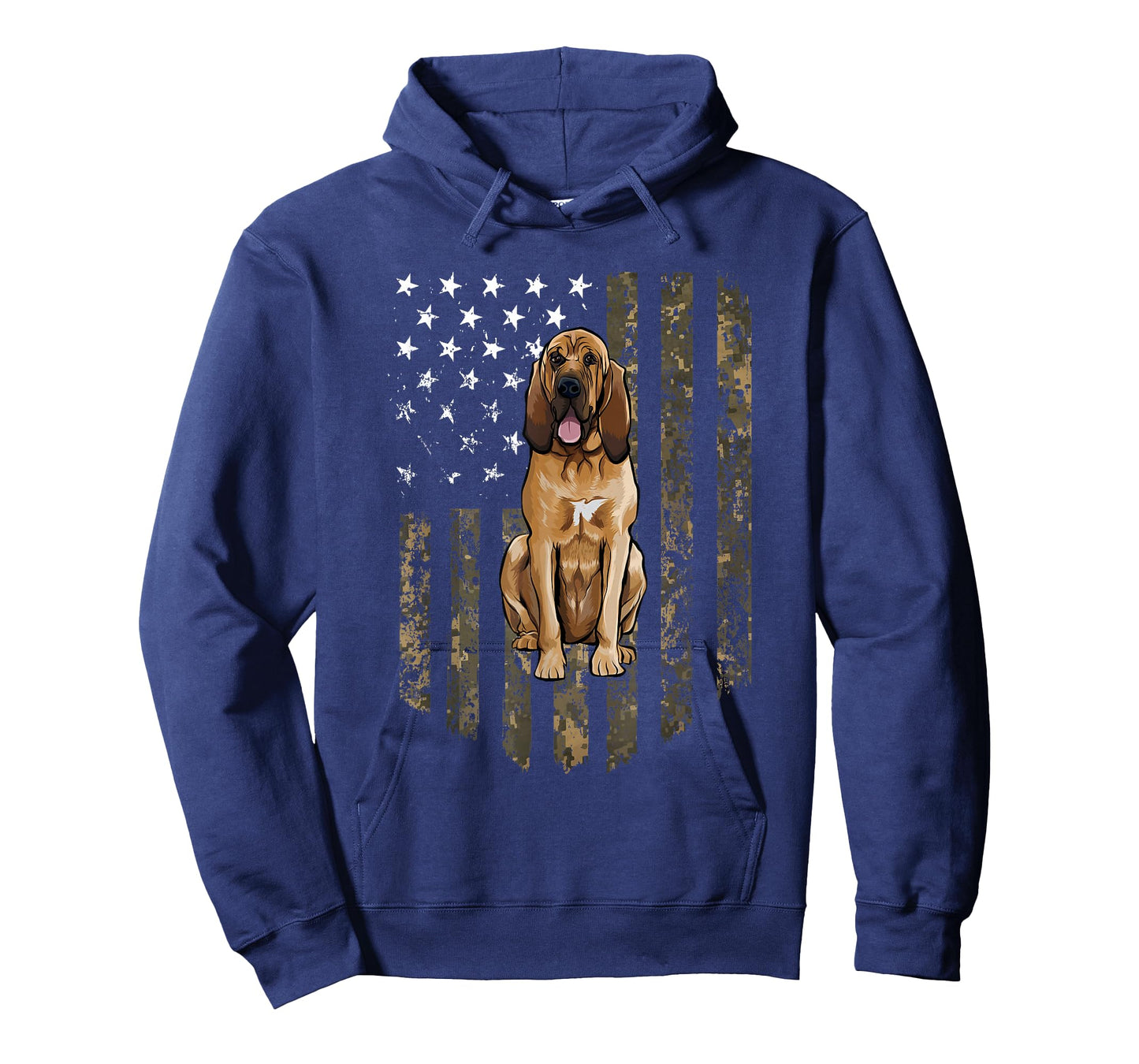 Camo American Flag Bloodhound 4th of July USA T-Shirt