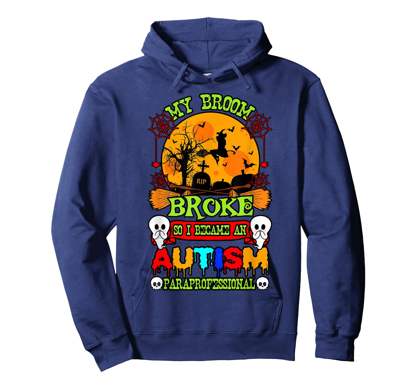 Autism ASD Awareness Halloween Broom Broke Paraprofessional T-Shirt