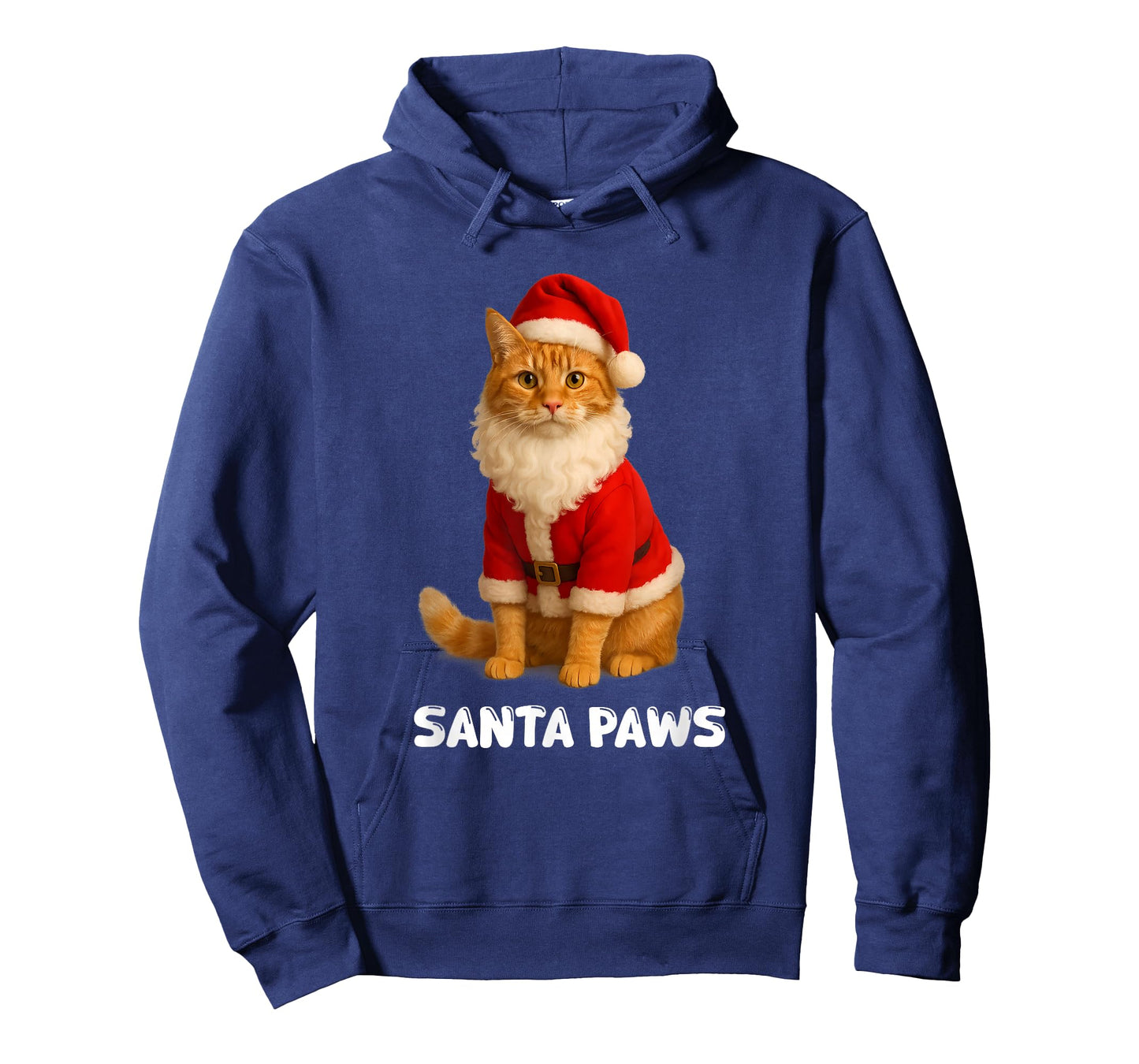 Santa Paws Funny Orange Tabby Cat Christmas Holiday T-Shirt