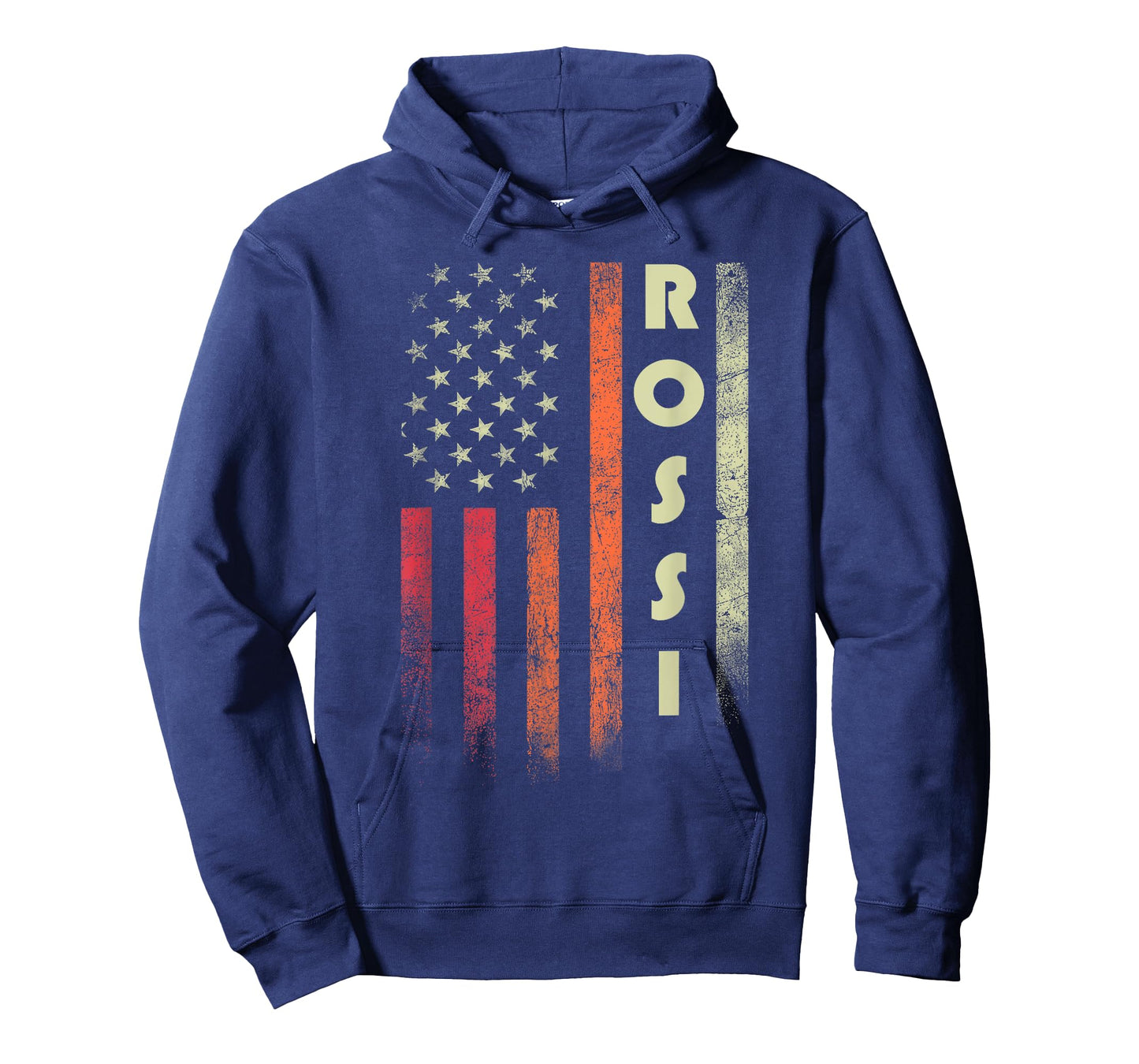 ROSSI Surname Funny Retro Vintage Birthday American Flag T-Shirt