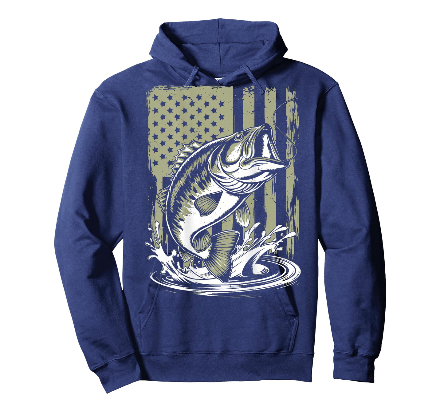 Fishing Camo Bass Fish American Flag Boy Men Fisherman Gift T-Shirt