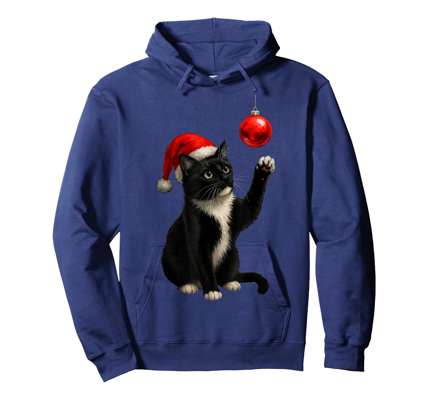 Funny Tuxedo Bauble Cat Santa Hat Red Xmas Christmas T-Shirt