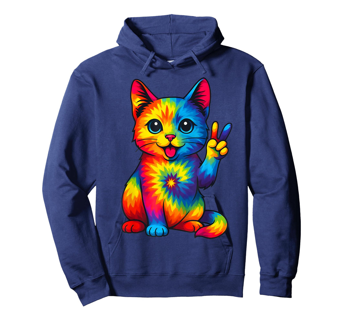 Cat Tie Dye Peace Sign Hippie Funny Cats Lovers Cute Cat T-Shirt