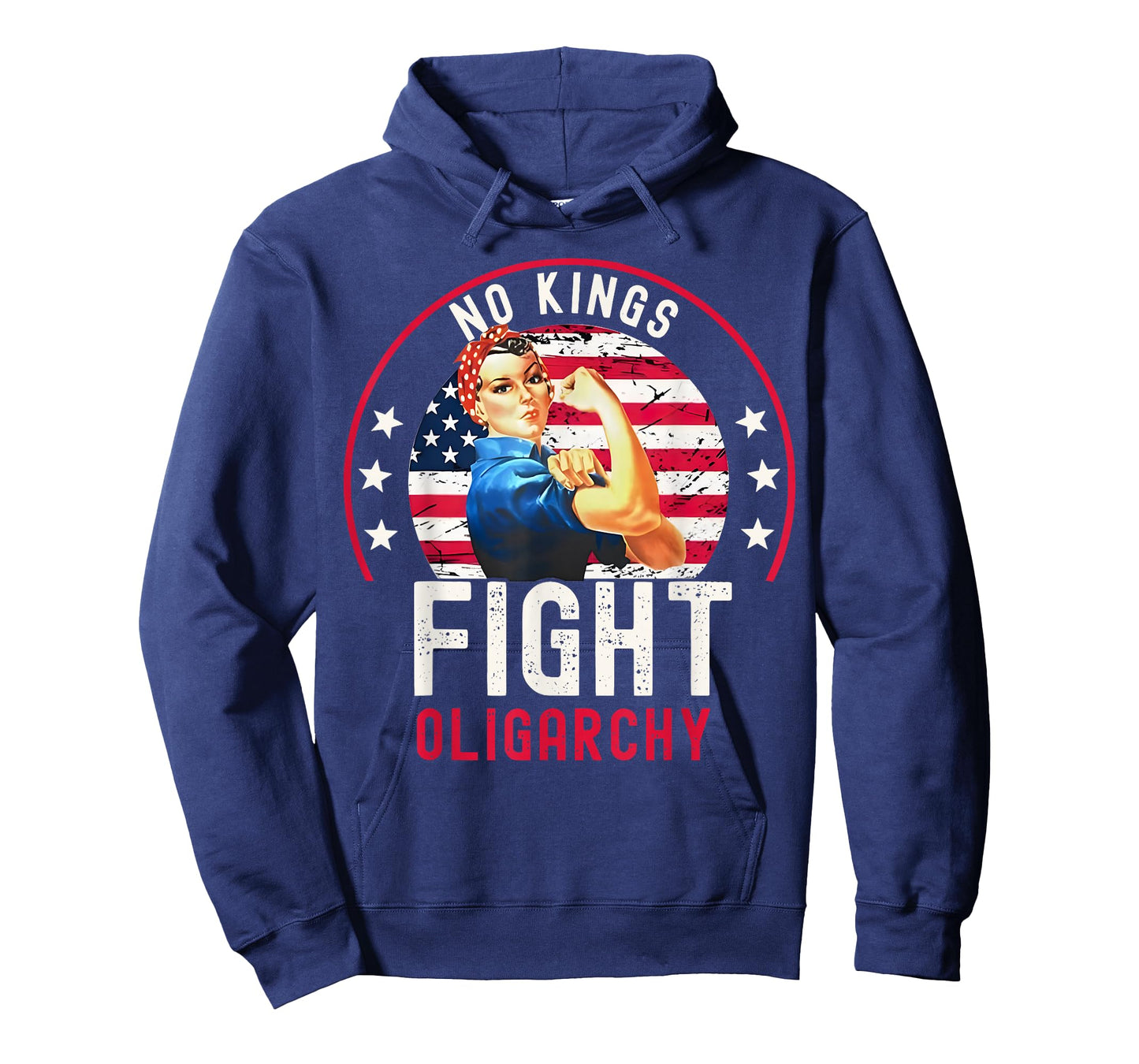 Vintage No Kings Fight Oligarchy Woman's Girl America Flag T-Shirt