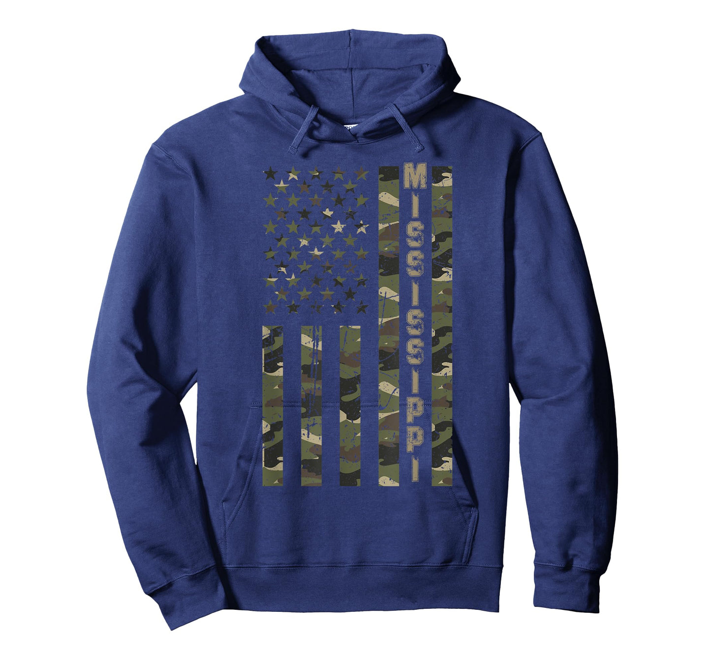 Mississippi United States Distressed Camo w US Flag T-Shirt