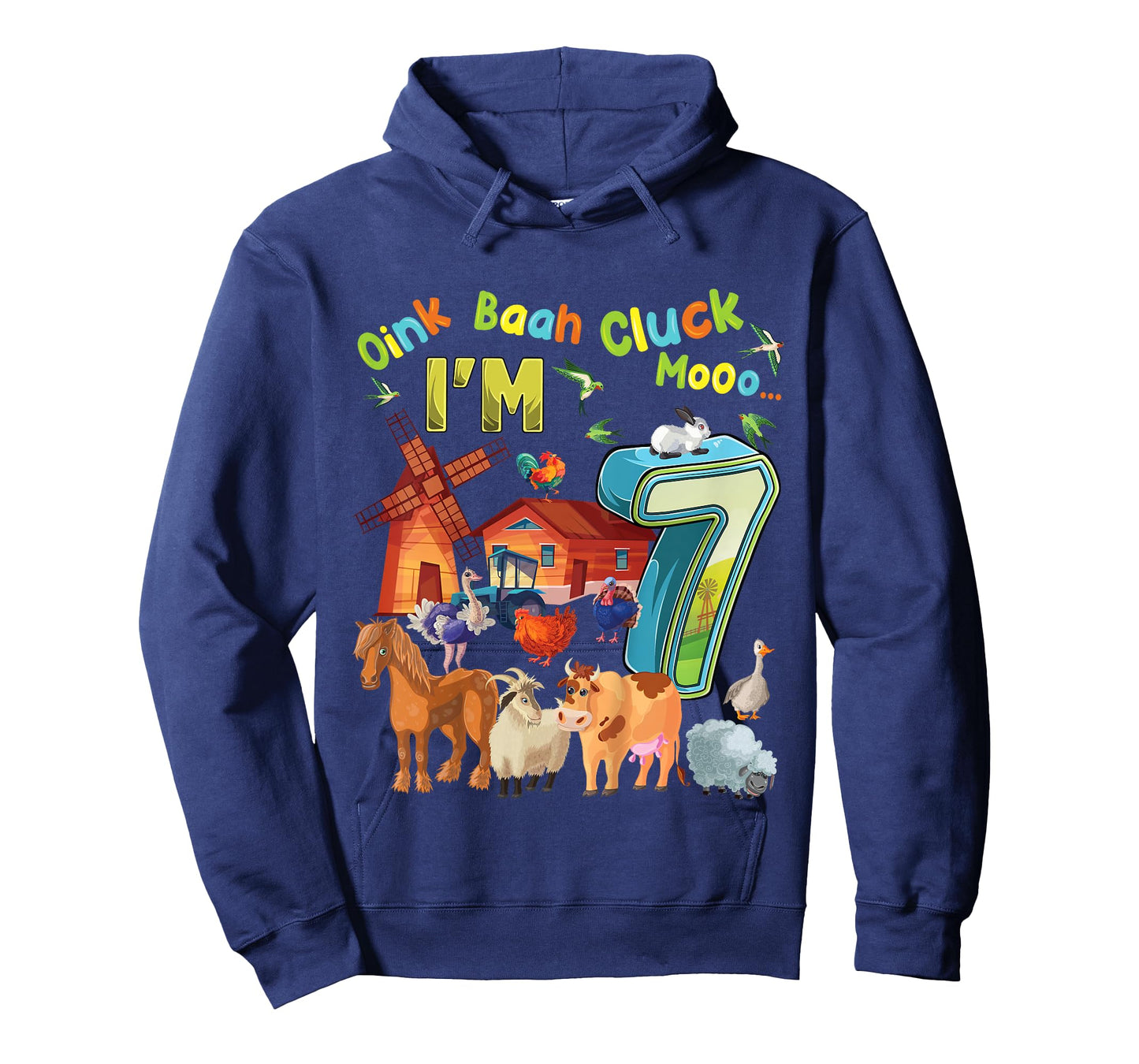 Barnyard 7th Birthday Farm Animals 7 Years Old Farming T-Shirt