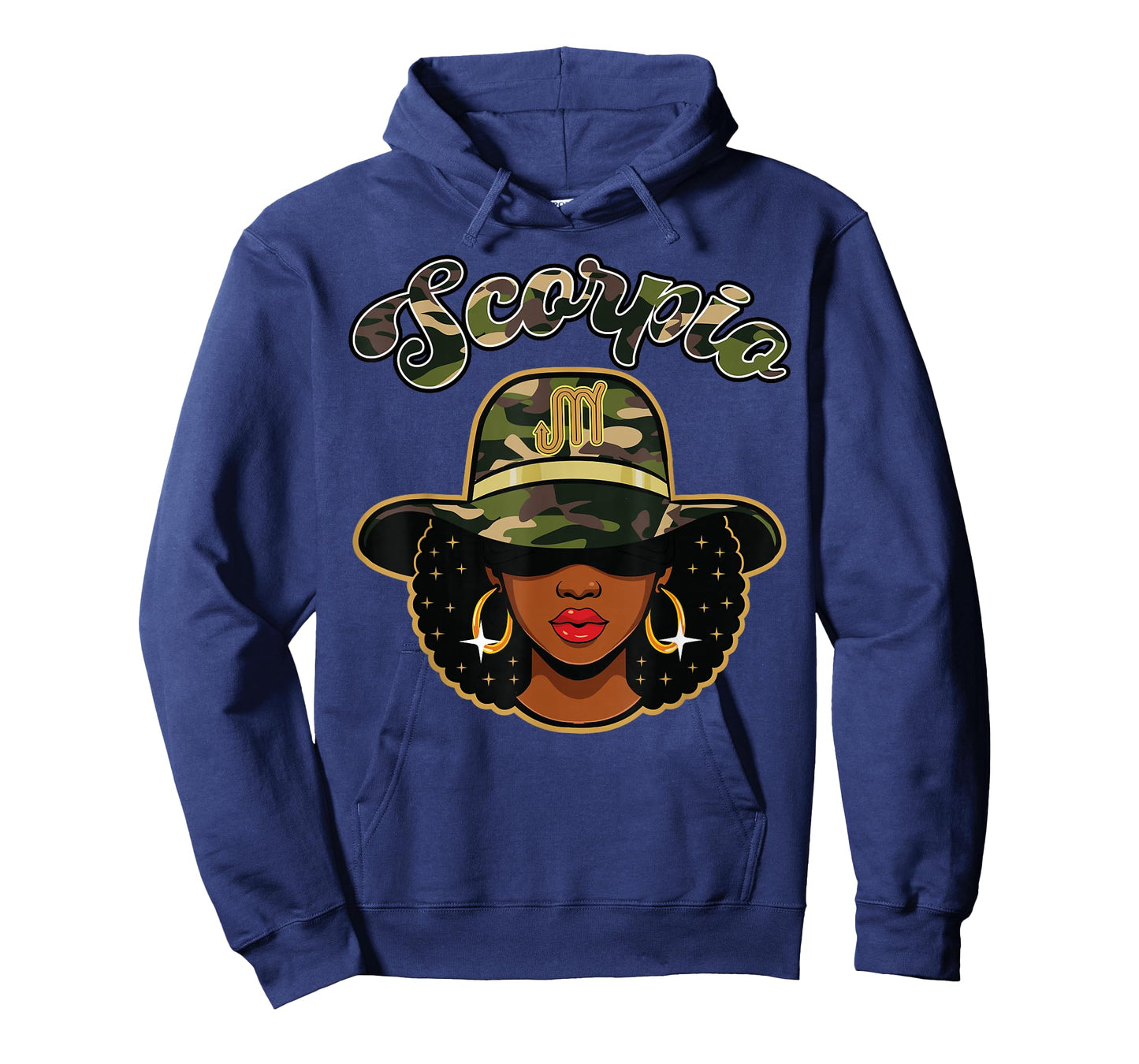Scorpio Queen Camo Black Woman Birthday Zodiac Sign Afro T-Shirt