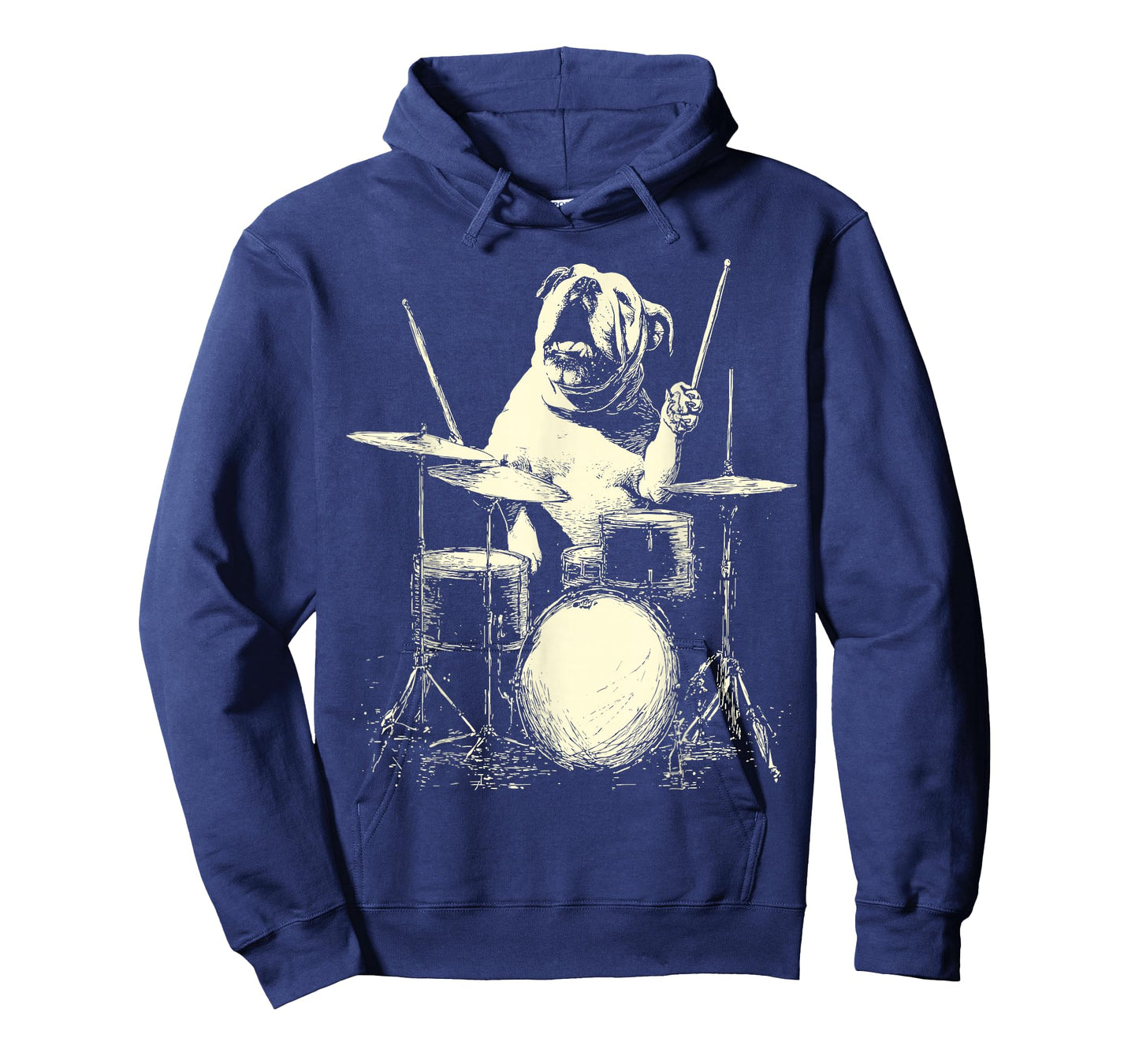 Cute British Bulldog Playing Drums Funny Music Dog Drummer T-Shirt