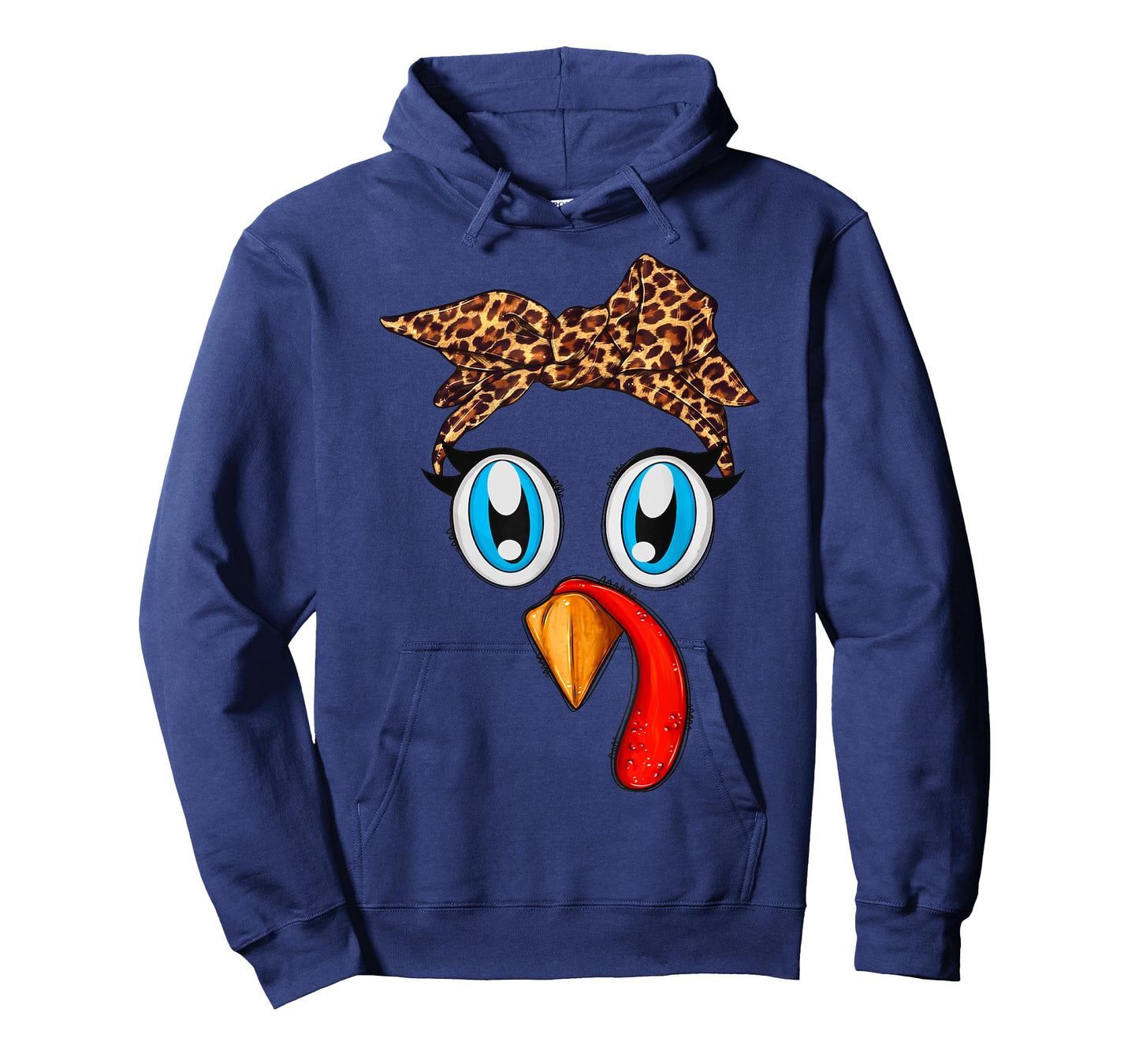 Cute Turkey Face Bandana Leopard Thanksgiving Women Girls T-Shirt