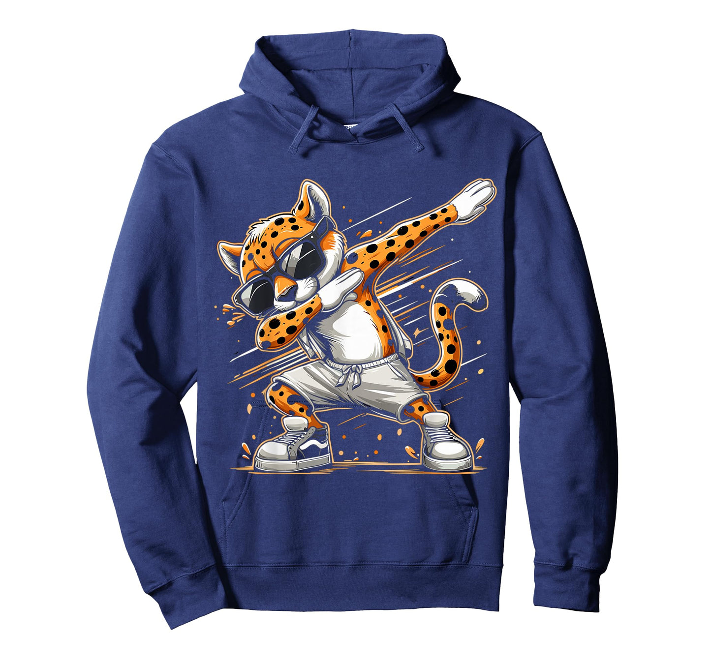 Dabbing Cheetah Wear Glasses Cute Funny Cheetah Animal T-Shirt, Small, Black