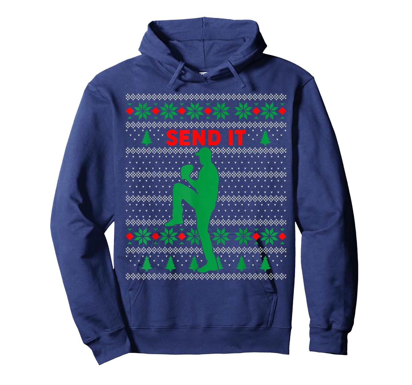 Baseball Player Christmas Pajama Send It Funny Xmas PJs Boys T-Shirt