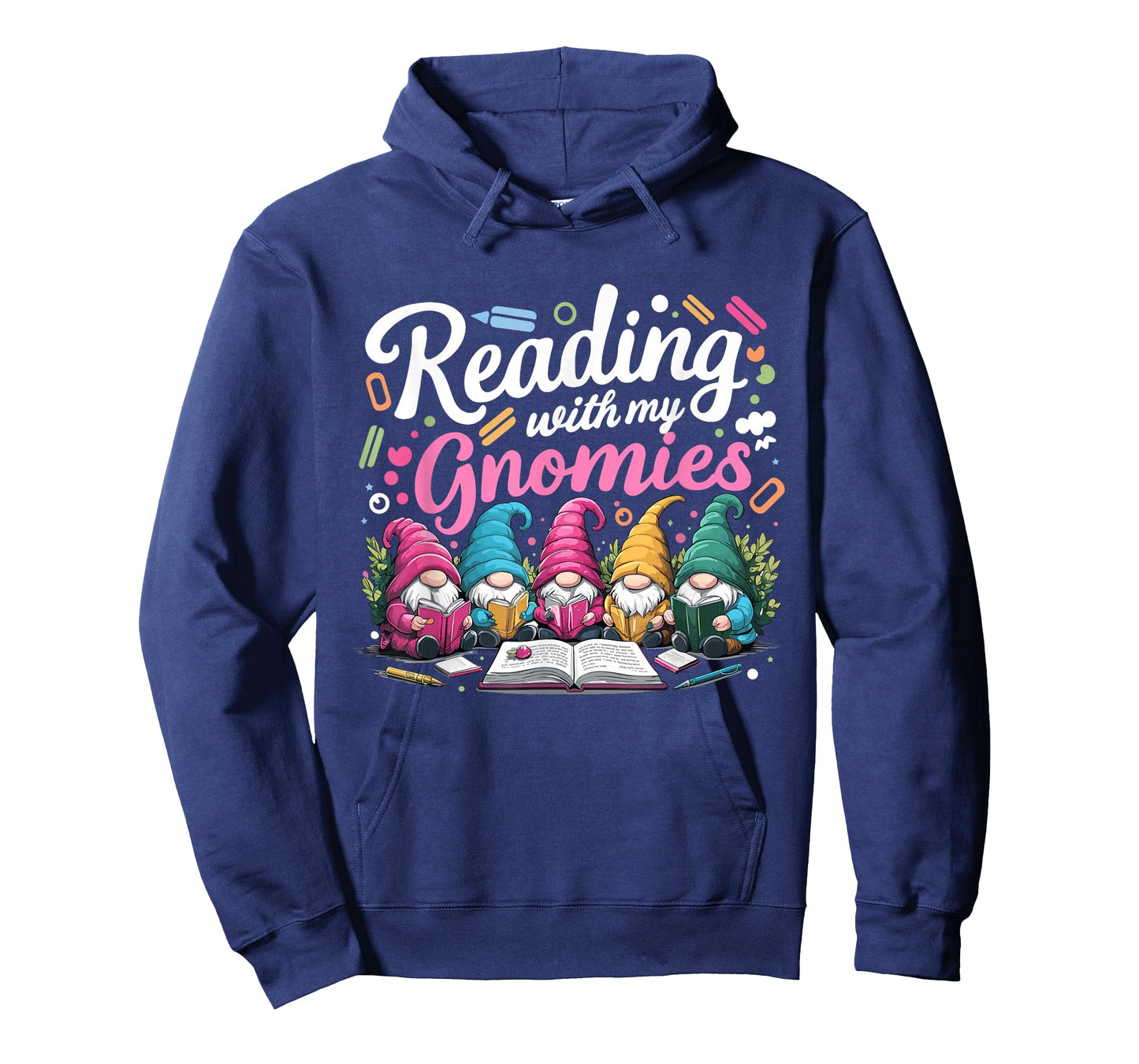 Cute Reading With My Gnomies,Funny Gnome Book Bookworm Lover T-Shirt