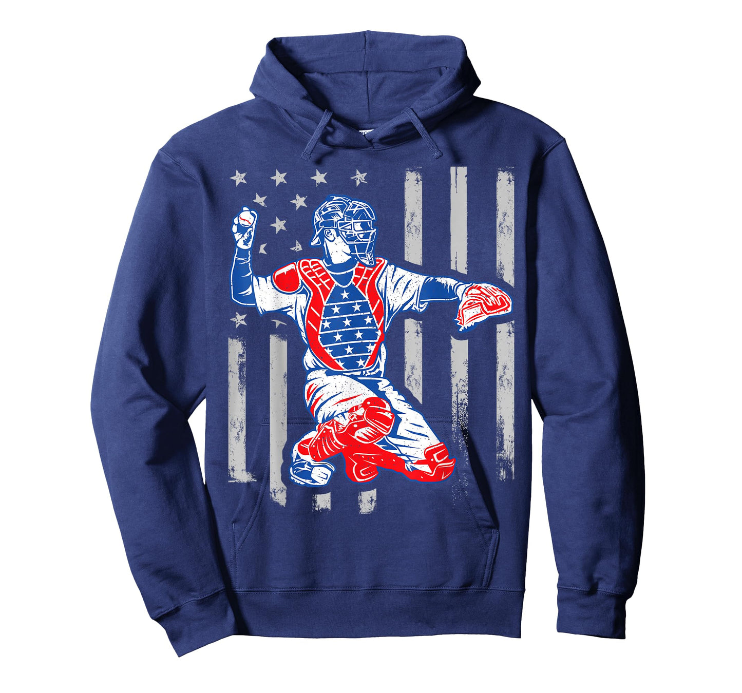 American Baseball Catcher USA Vintage Flag 4th of July Boys T-Shirt