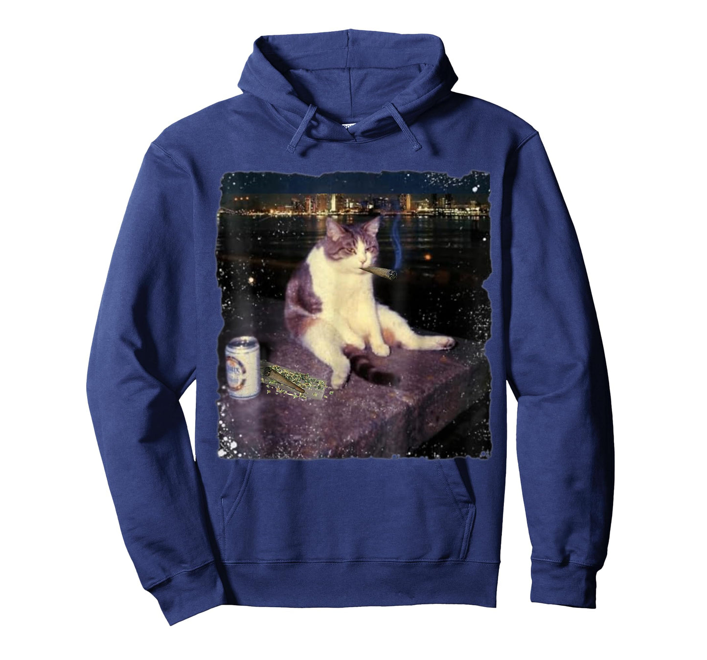 Funny Animal Lover Graphic Art Adult Cat Smoking Blunt Weed T-Shirt