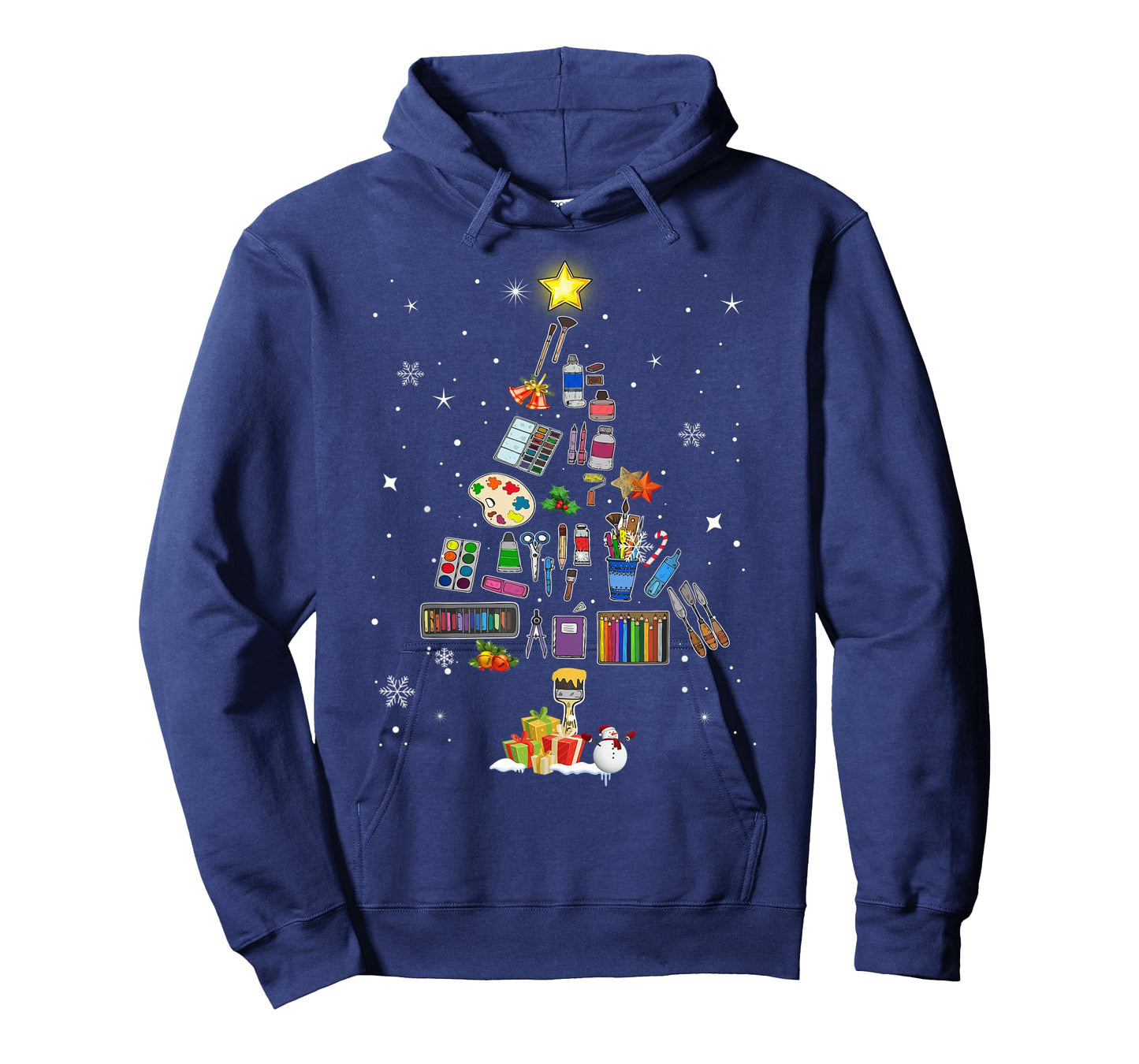 Art Lovers Christmas Tree Outfits Art Teacher Ugly Artist Xmas Pajama T-Shirt