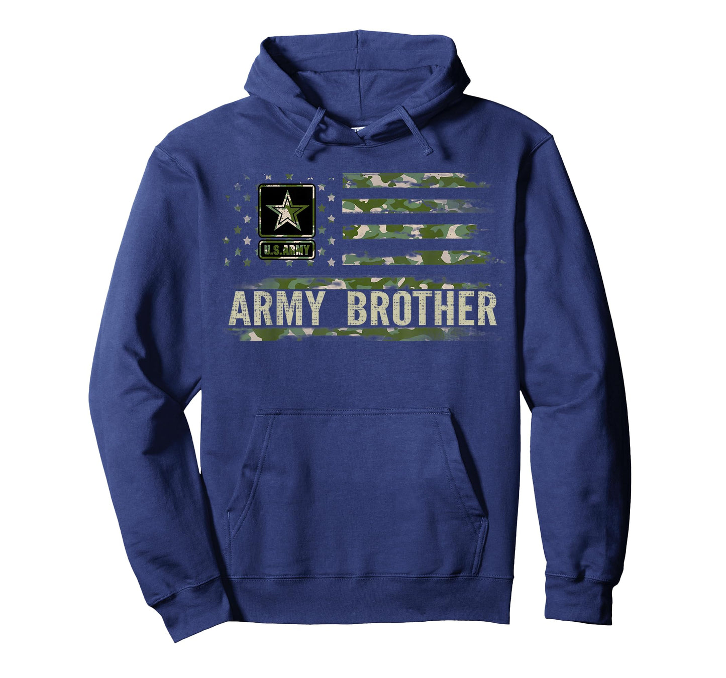 Vintage Army Brother With Camo American Flag Veteran Gift T-Shirt