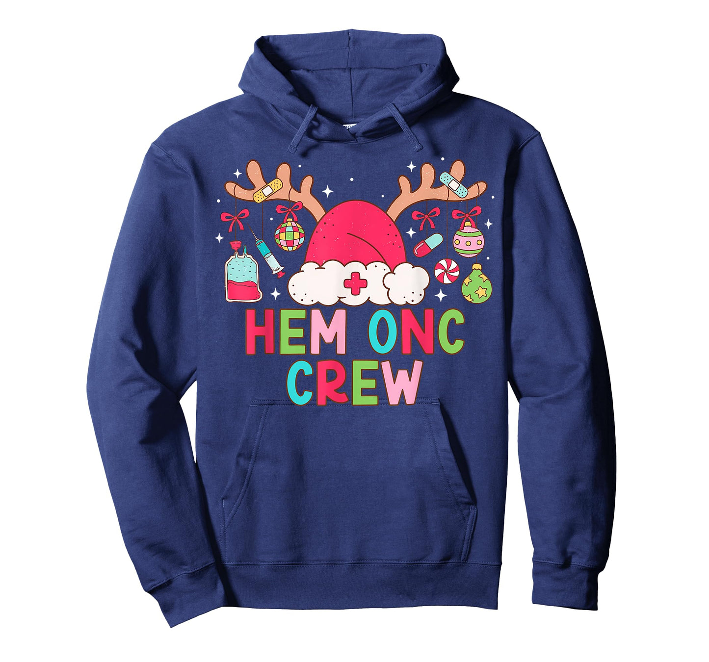 Christmas Reindeer Santa Hem Onc Crew Hematology Oncology T-Shirt