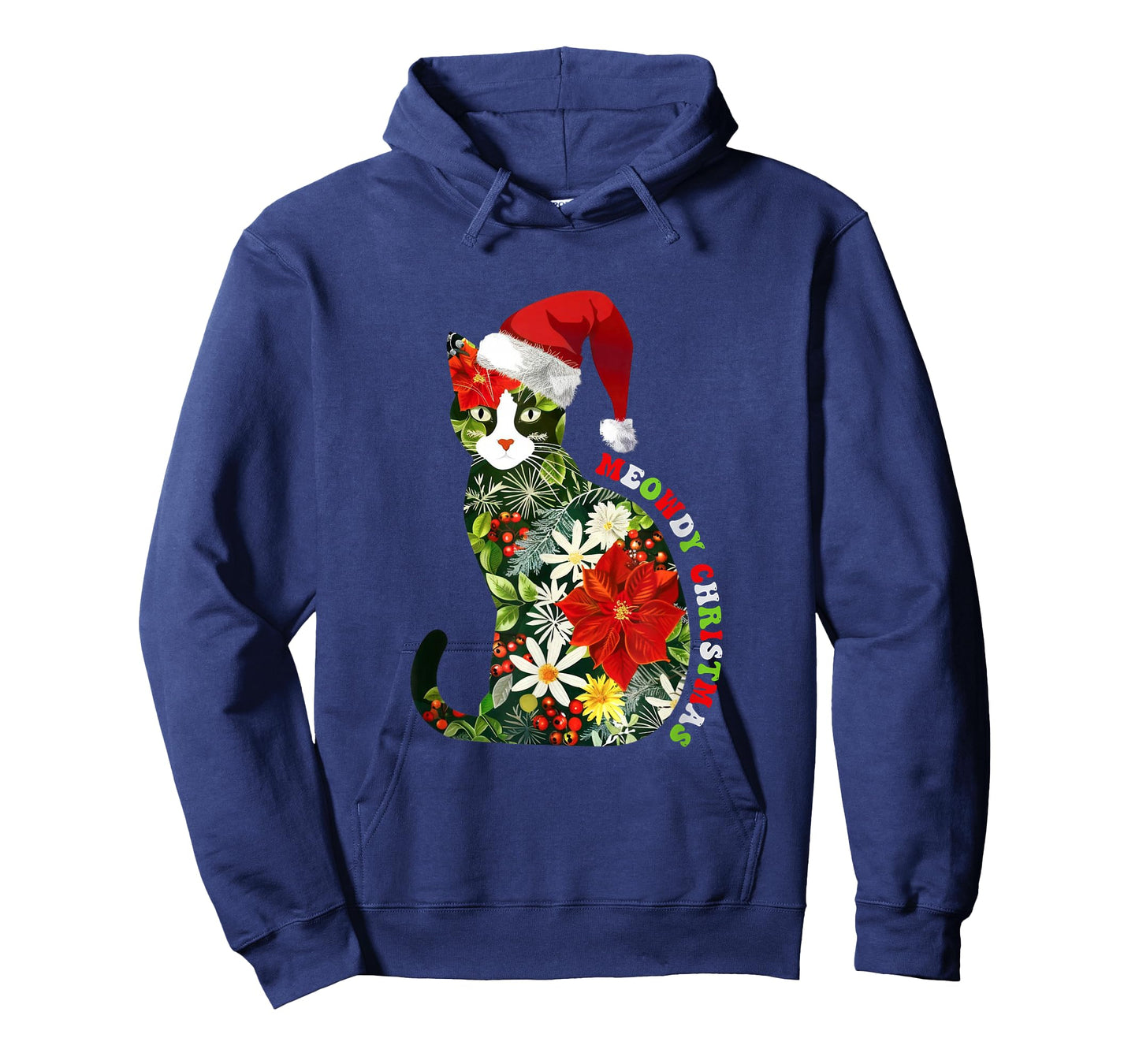 Meowdy Christmas Floral Cat for Cat Lover Holiday Fun T-Shirt