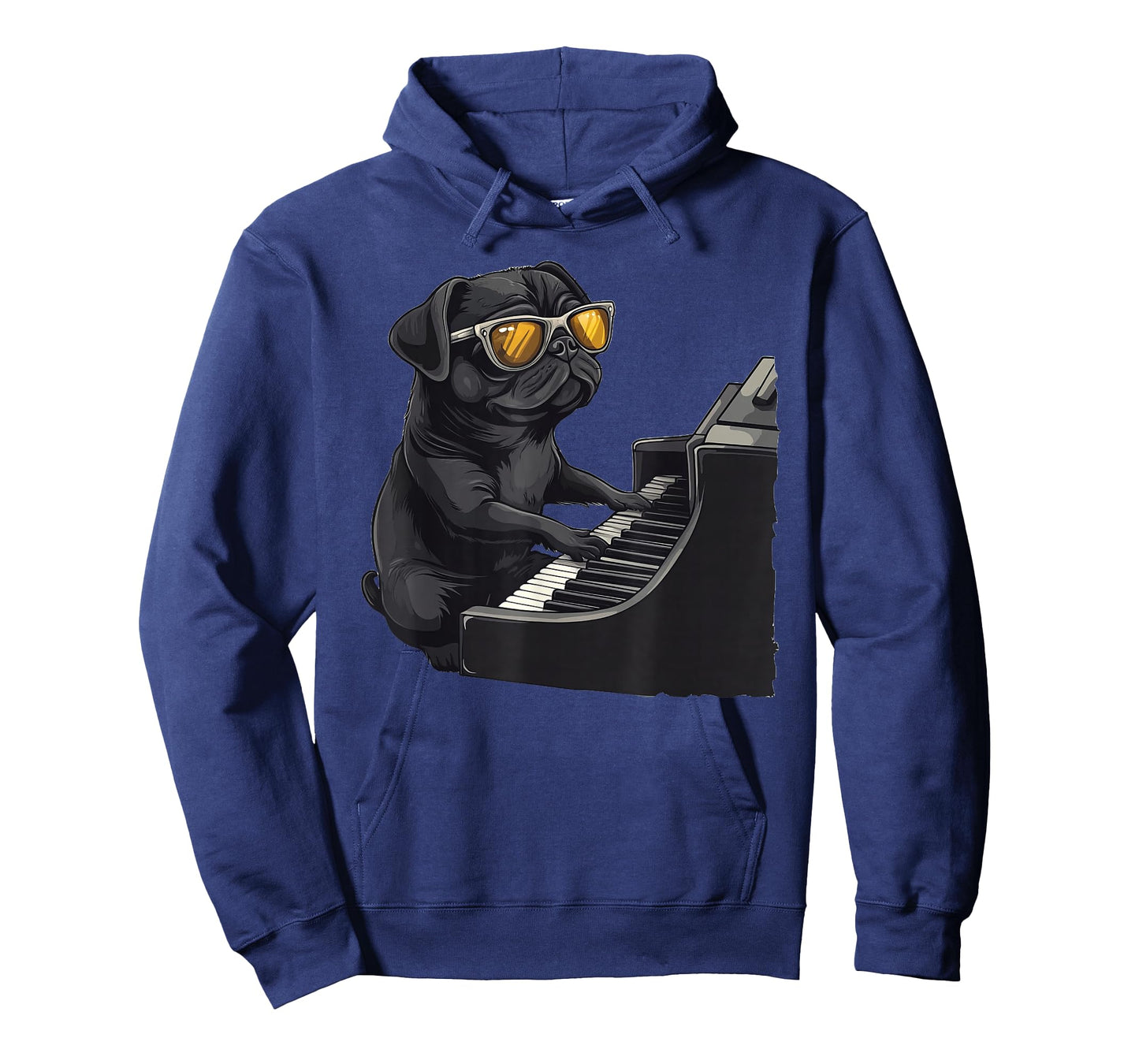 Cute Dog Black Pug Playing Piano Musician Music T-Shirt