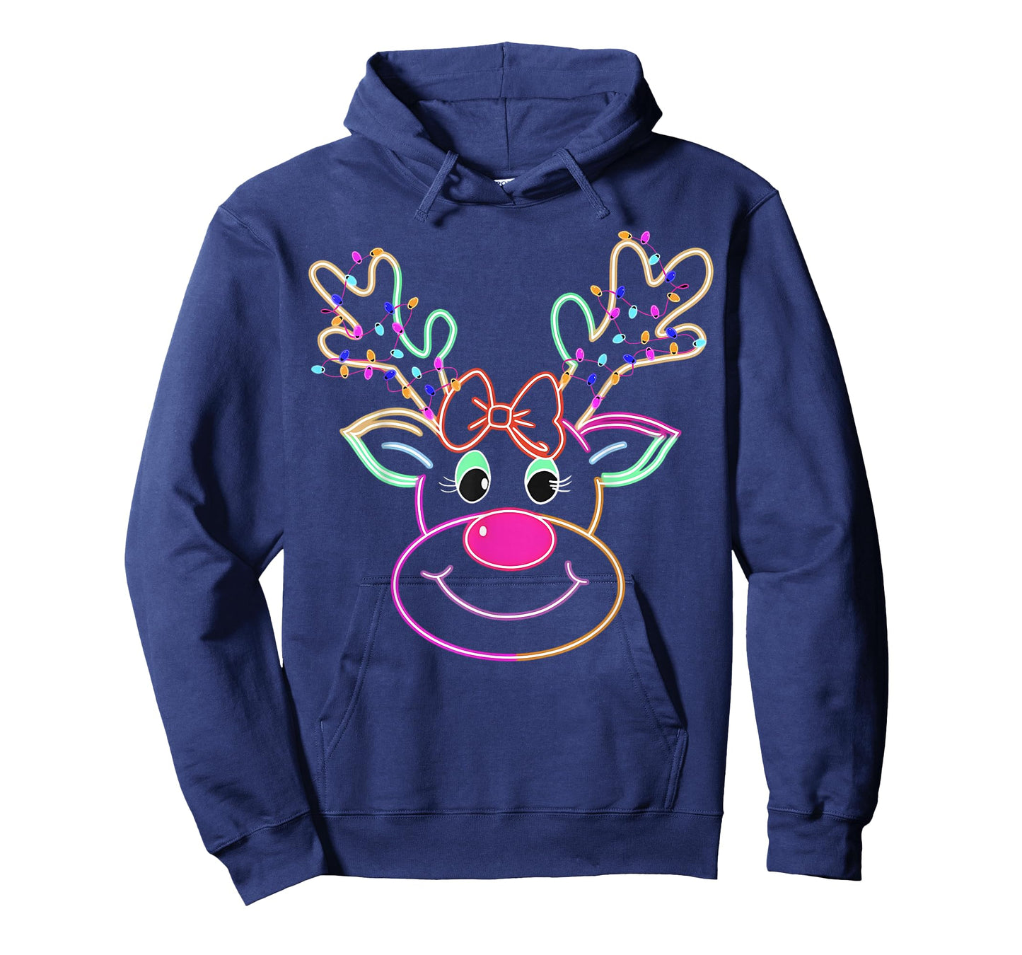 Christmas Reindeer Coquette Bow Xmas Lights Women Girls T-Shirt
