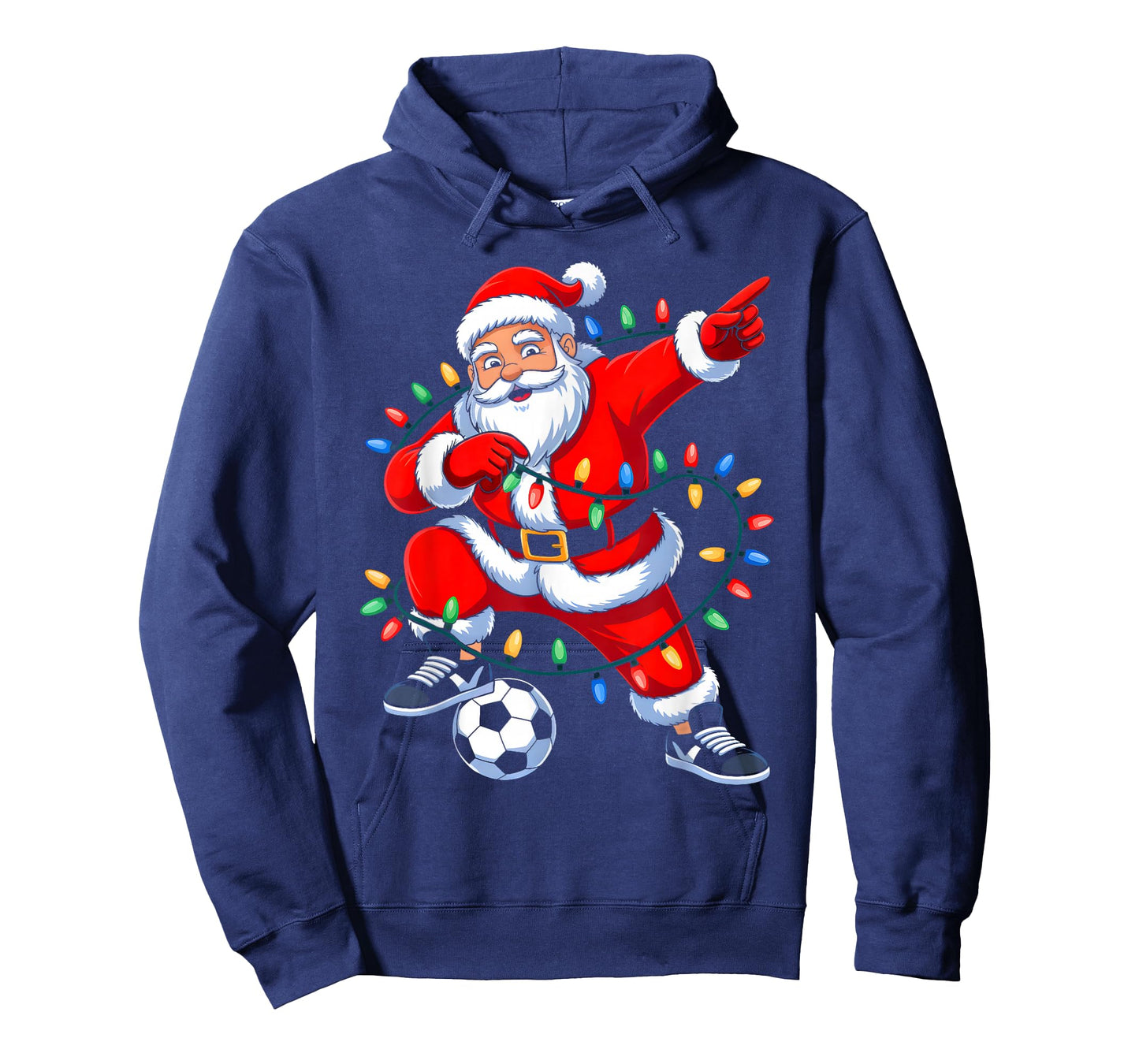Dabbing Santa Xmas Lights Soccer Christmas Boys Men Kids T-Shirt
