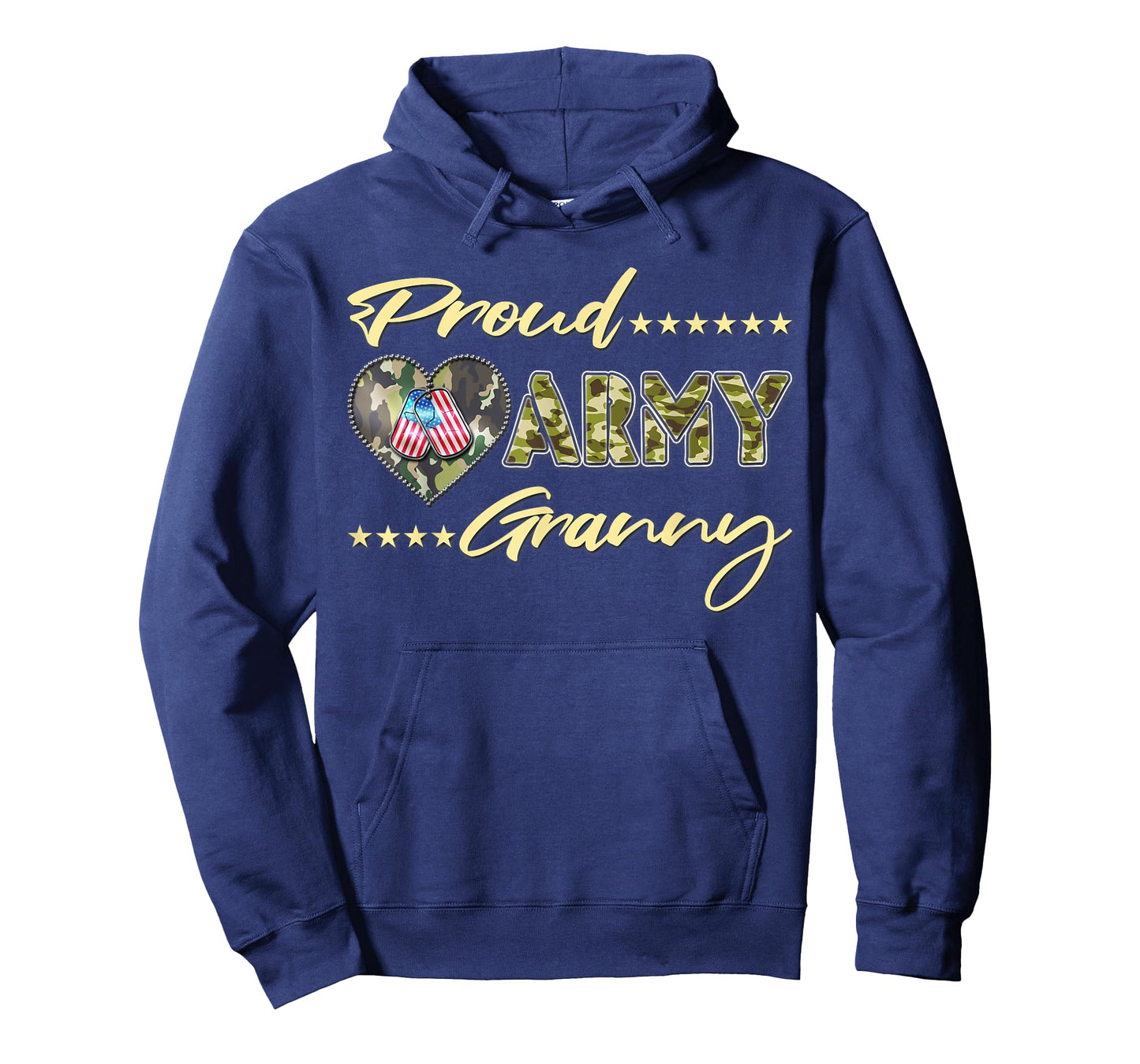 Proud Army Granny US Flag Dog Tag Family Military Grandma T-Shirt