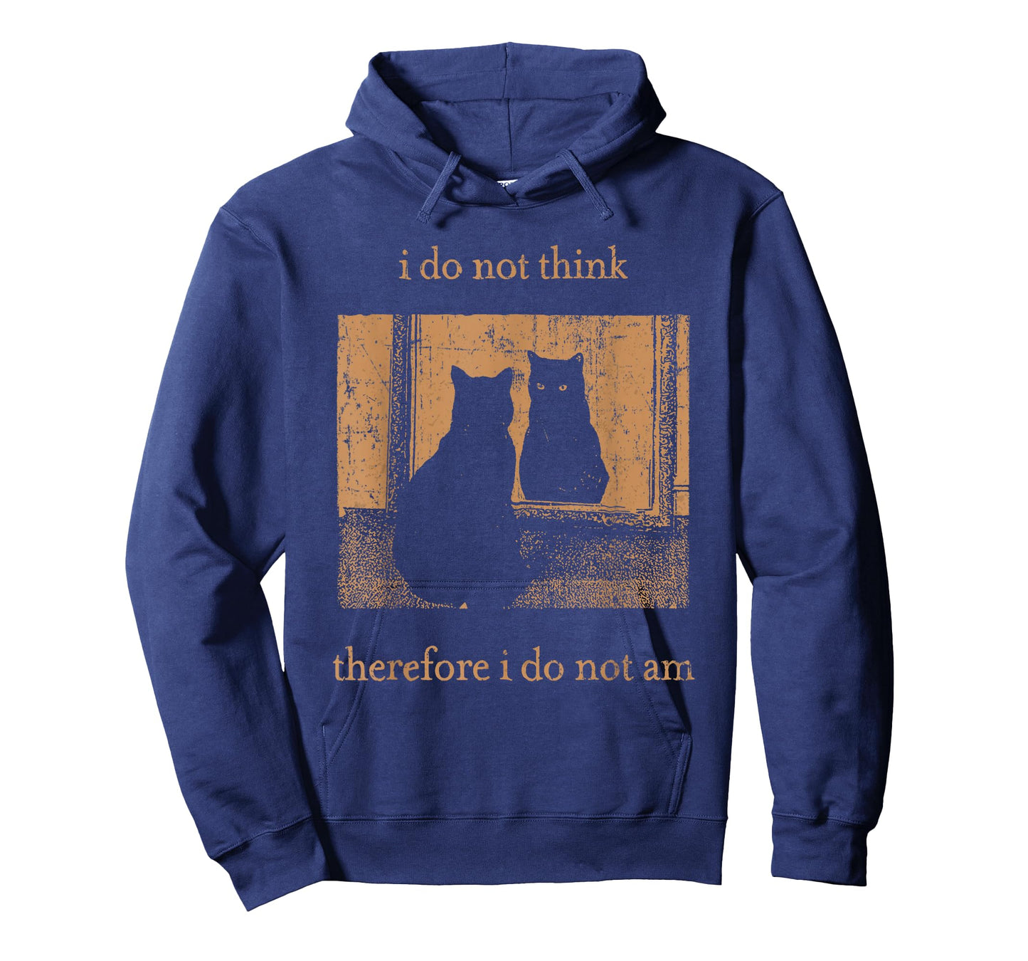 I Do Not Think Therefore I Do Not Am Retro Goth Funny Cat T-Shirt