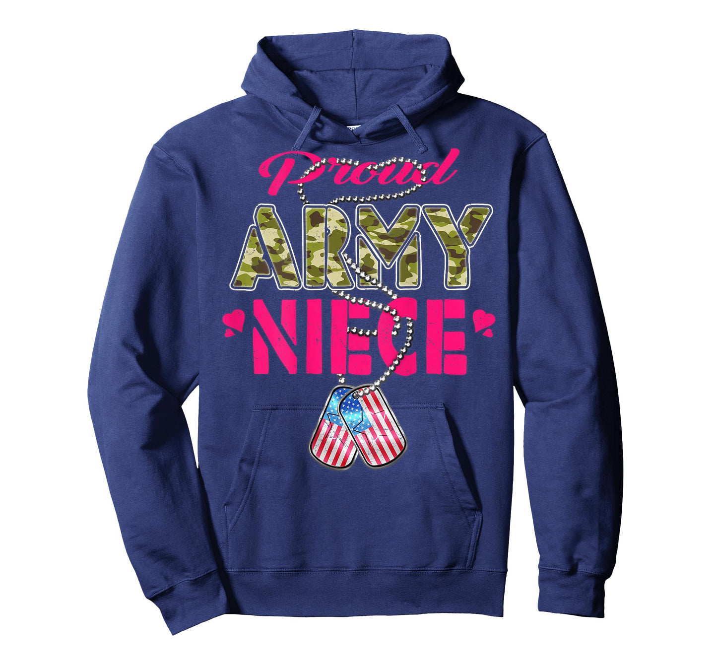 Proud Army Niece US Flag Camo Dog Tags Pride Military Family T-Shirt